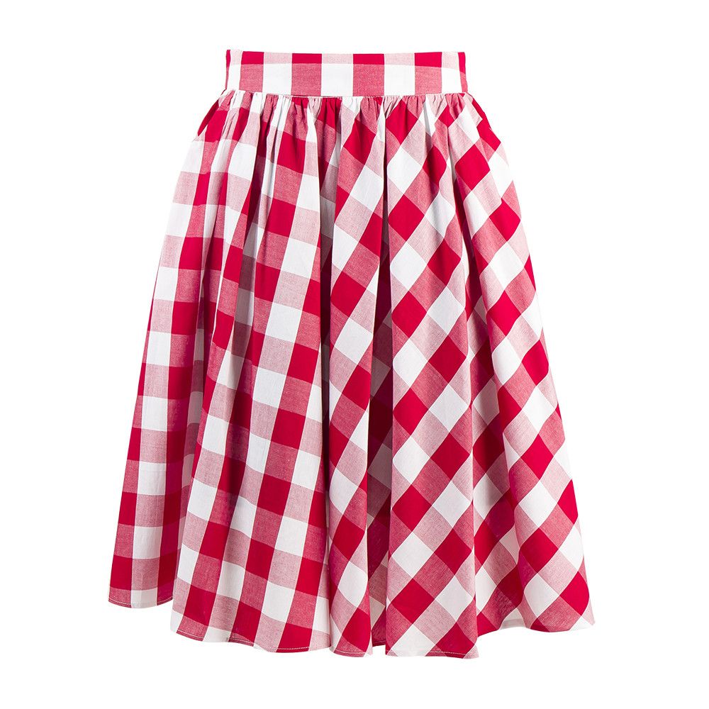 Other Vintage Plaid Circle Skirt - Knee Length Red Checked Size 30" / US 8 / IT 44 - 1 Thumbnail