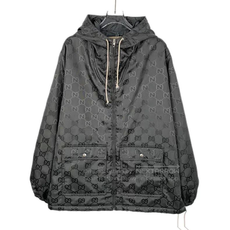 Gucci Gucci Black logo printed full-print hooded drawstring zipp Size US XS / EU 42 / 0 - 1 Thumbnail