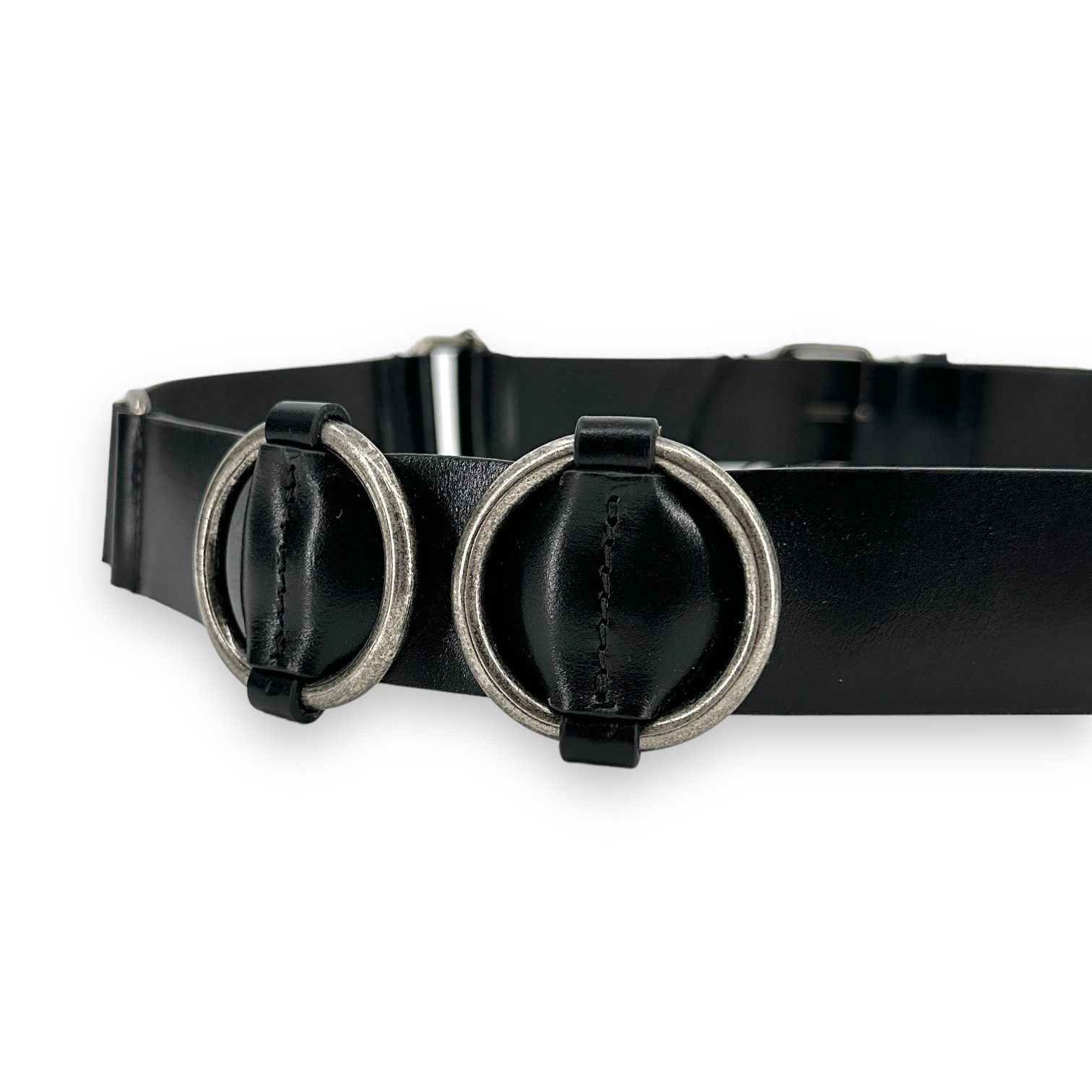Ann Demeulemeester Black Double Buckle Leather Belt Size ONE SIZE - 4 Thumbnail
