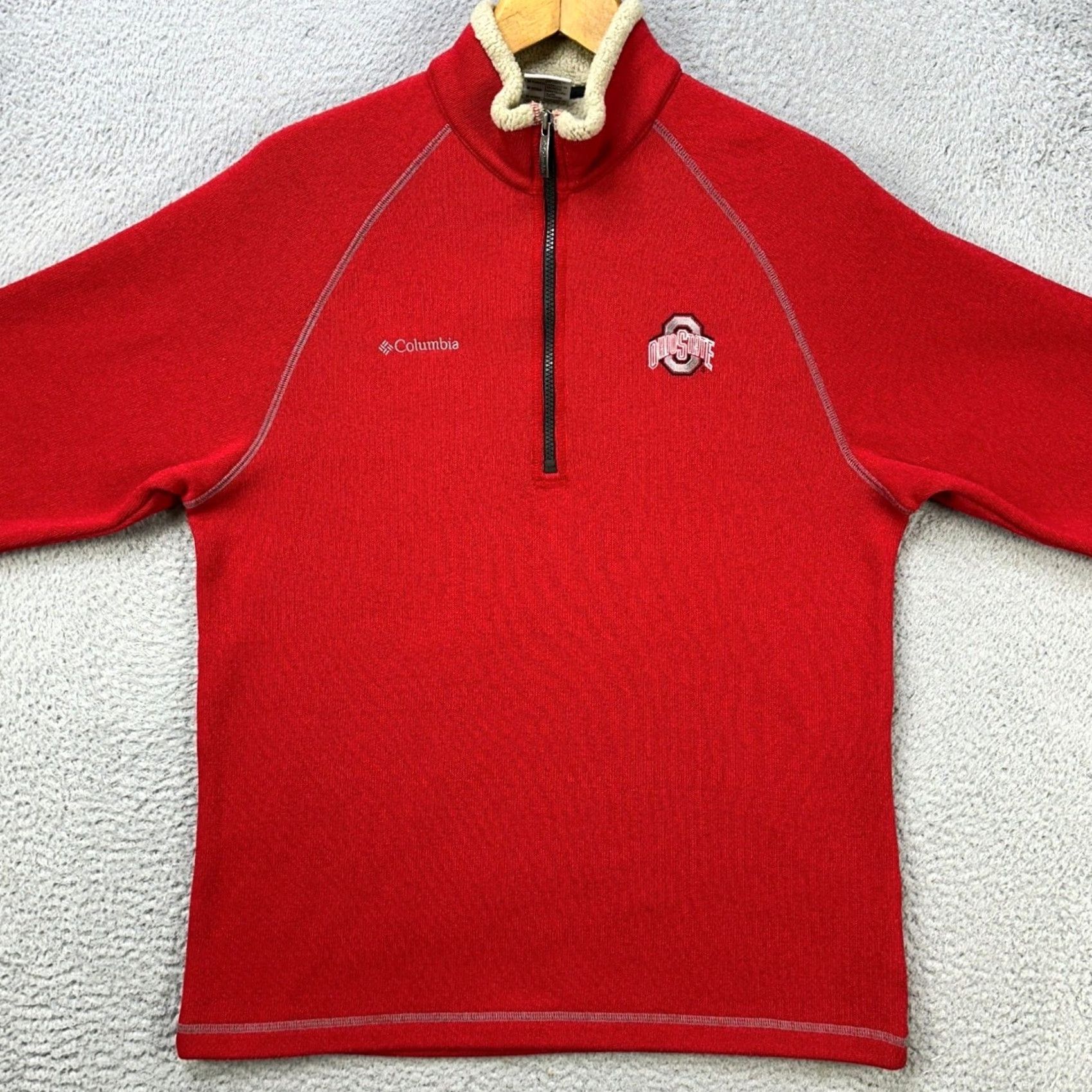 Vintage Columbia Buckeyes Mens Jacket Pullover Red Fleece Quarter Zip M Size Short Sleeve Zip Size US M / EU 48-50 / 2 - 3 Thumbnail