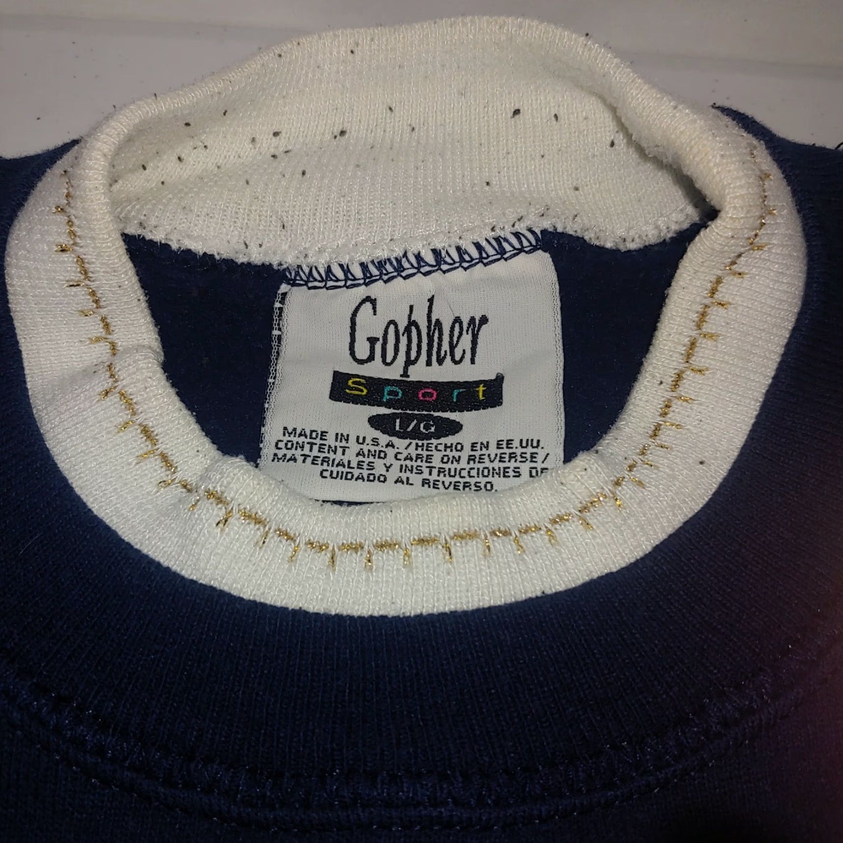 Vintage Gopher Sport Sweatshirt Womens L Blue Vintage Angel Love Cabin Nature Guardian Angels Graphic Print Pullover Knit Cotton Polyester Size L / US 10 / IT 46 - 5 Thumbnail