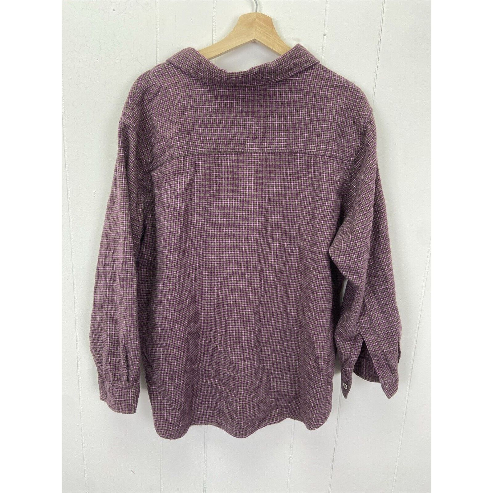Faded Glory Faded Glory Woman’s Button Down Flannel Purple Size 18W Size XXL / US 16-18 / IT 52-54 - 3 Thumbnail