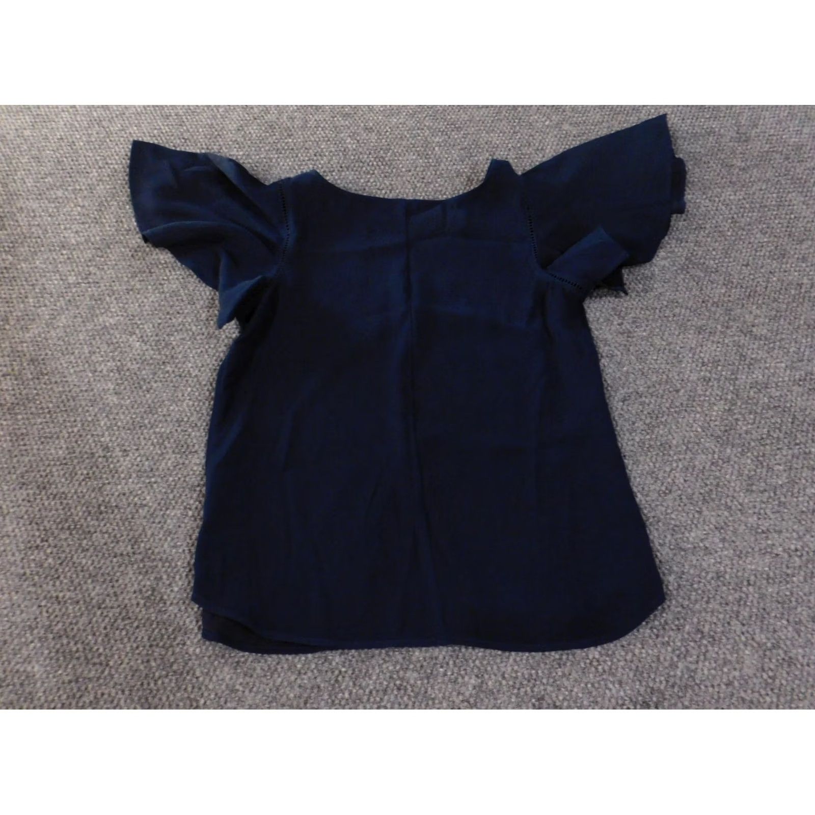 Ann Taylor Ann Taylor Loft Shirt Women Medium Blue Pullover Polyester Knit Ruffle Short Sleeve Round Neck Casual Basic Modern Slub Vintage No Size M / US 6-8 / IT 42-44 - 7 Thumbnail