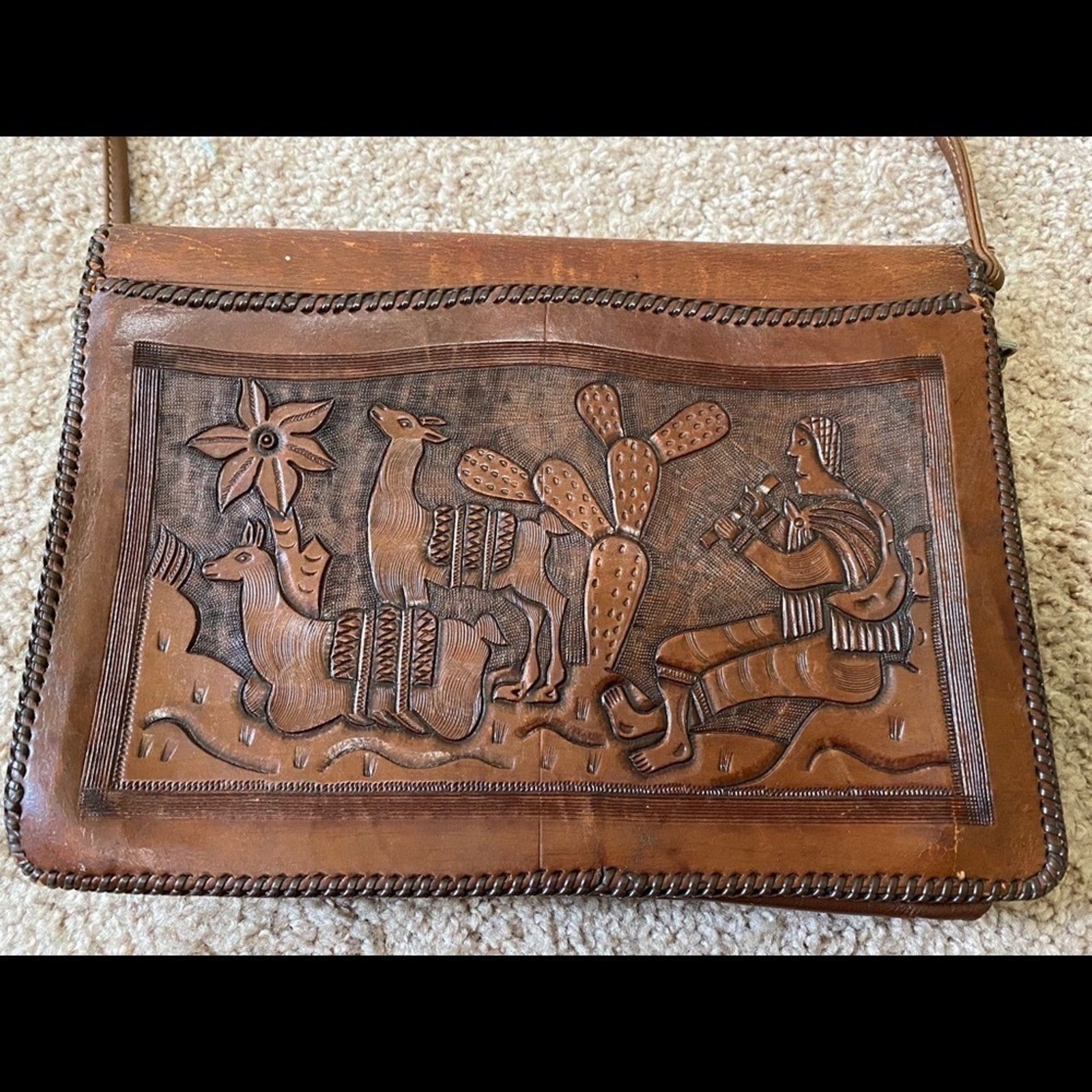 Vintage Vintage Brown Leather Hand Tooled Purse Size ONE SIZE - 3 Thumbnail