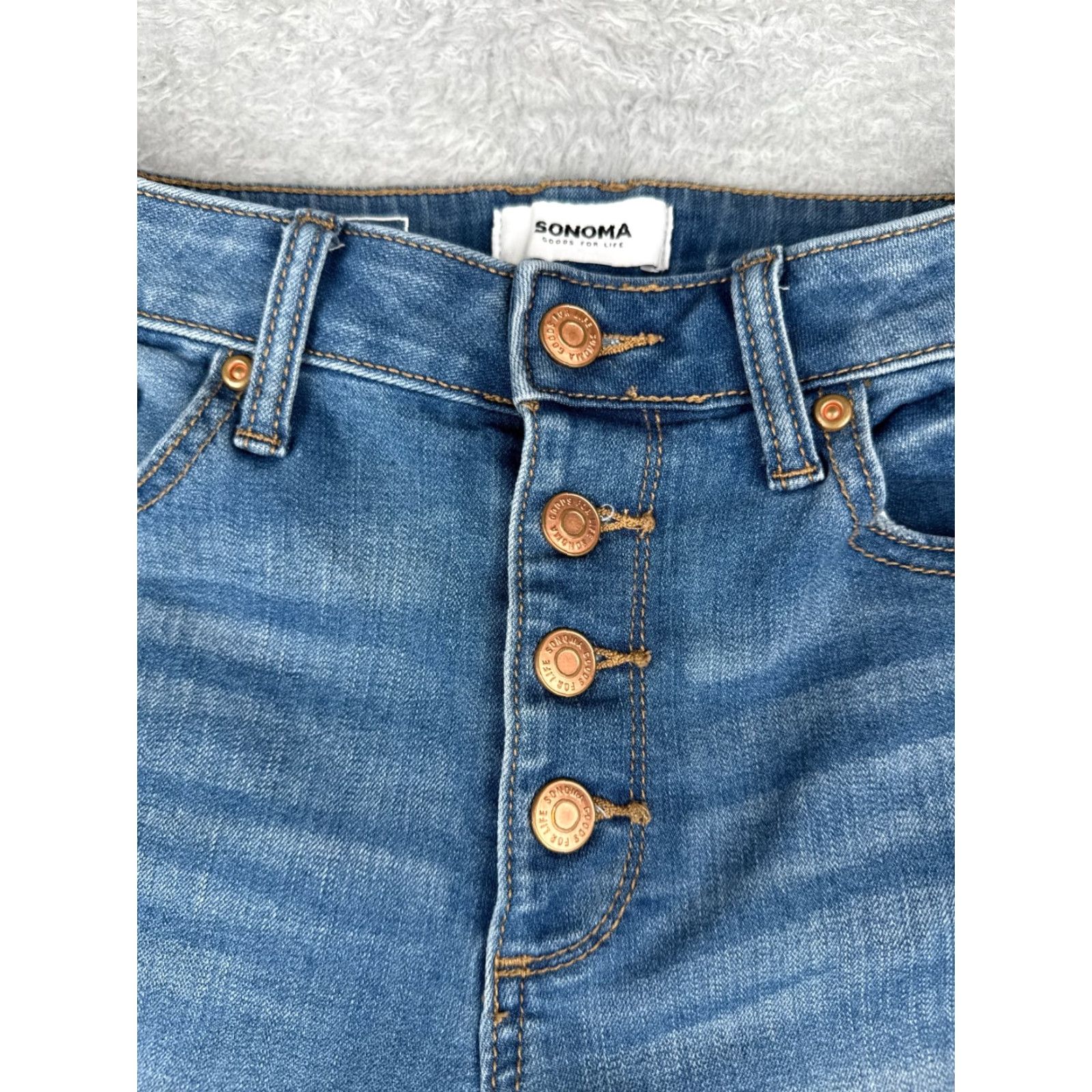Vintage Sonoma Jeans Womens 8 Blue Denim Crop Bootcut Mid Rise Cotton Blend 29x25 Boots? Size 30" / US 8 / IT 44 - 5 Thumbnail