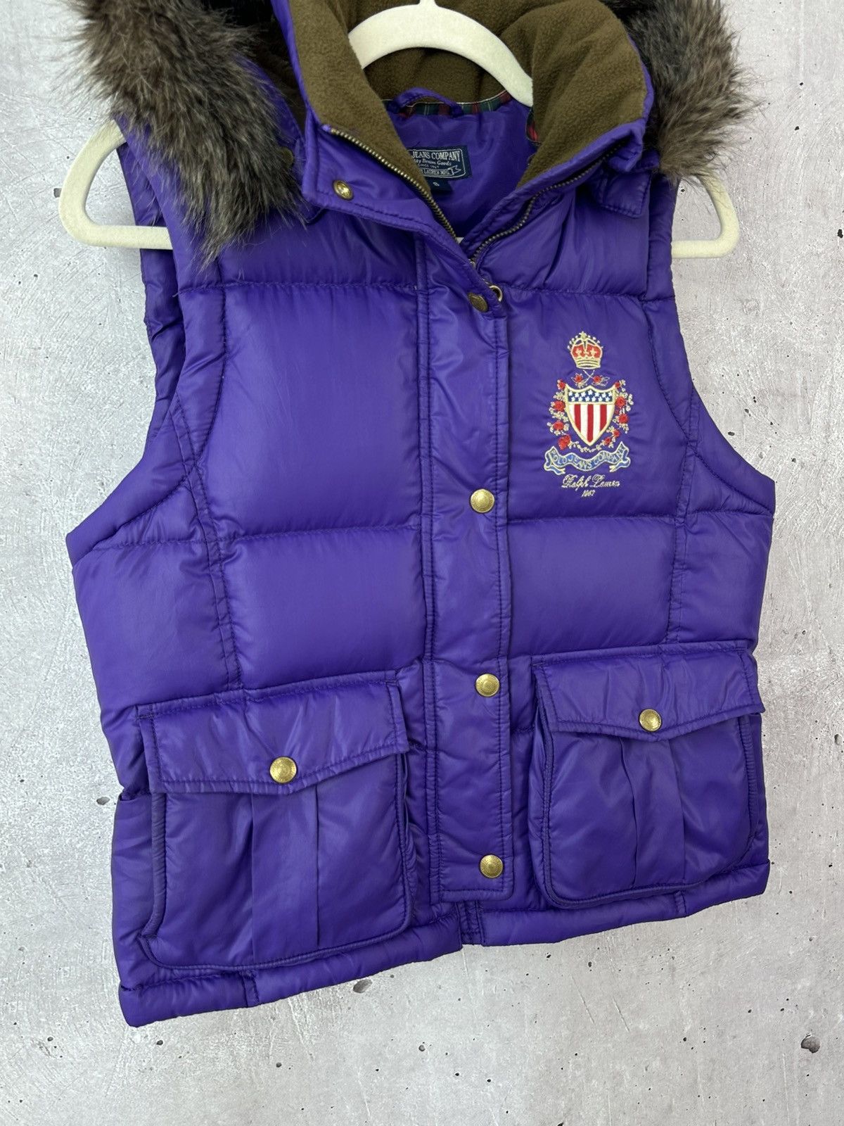 Ralph Lauren Vintage Polo Ralph Lauren Puffer Down Women’s Vest with Fur Size S / US 4 / IT 40 - 6 Thumbnail