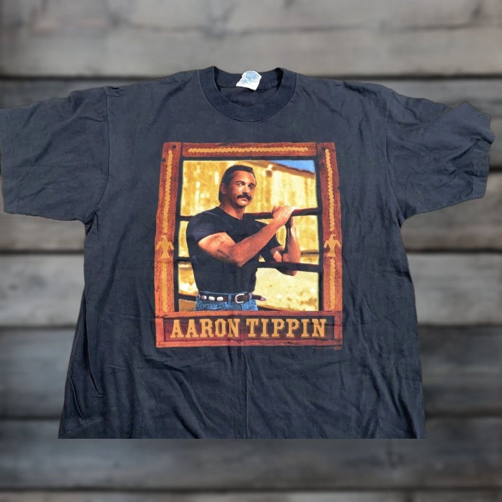 Vintage Vintage 1995 Winterland Aaron Tippin T-Shirt Adult XL Black Retro Music Graphic Tee Men Size US XL / EU 56 / 4 - 1 Thumbnail