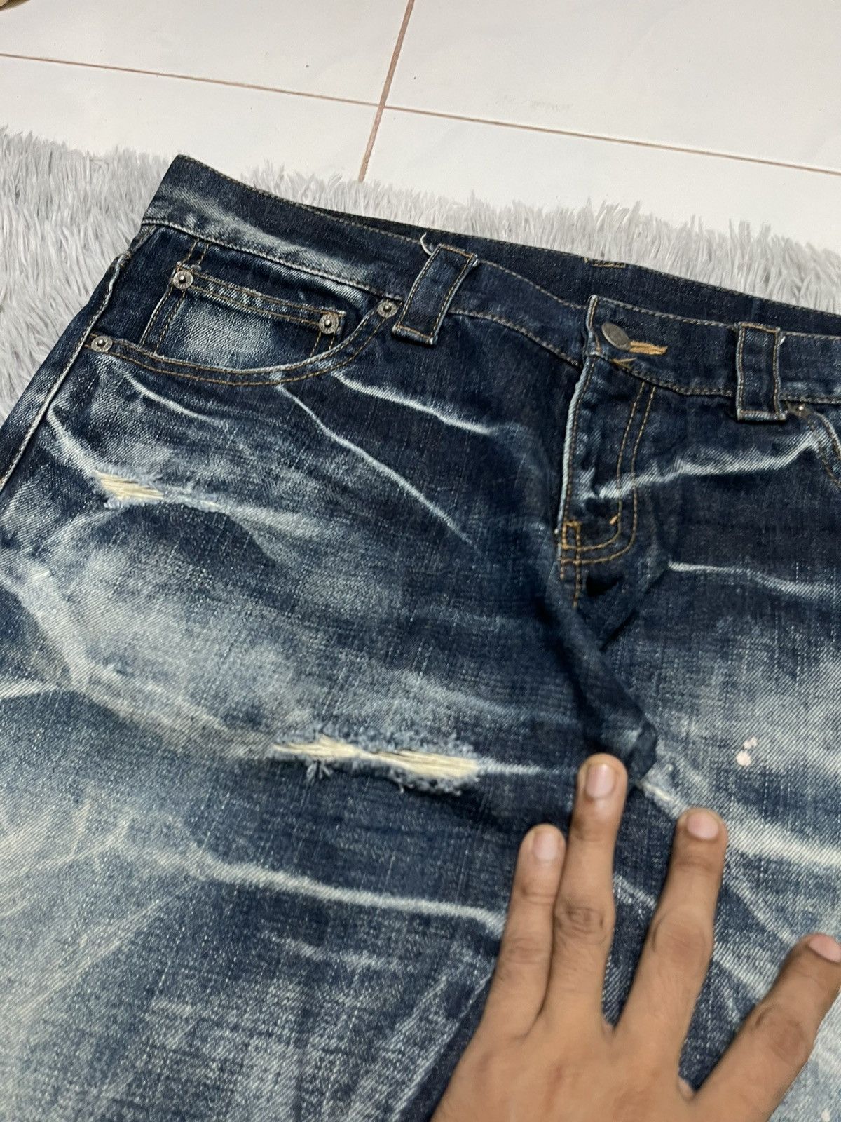 Tornado Mart 2000s TORNADO MART JAPAN SPLASH PAINT DISTRESSED JEANS Size US 34 / EU 50 - 7 Thumbnail