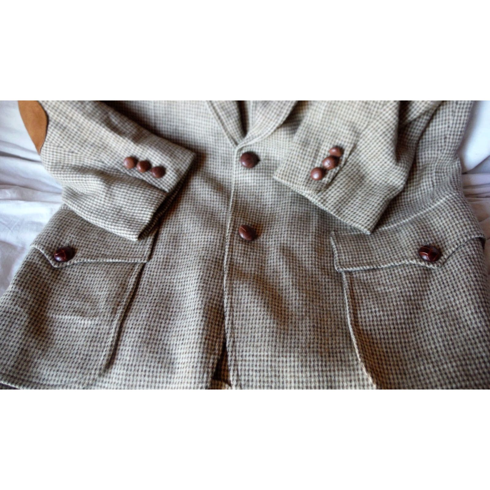 Pendleton VINTAGE Pendleton Houndstooth Virgin Wool 2 Button Mens Blazer Jacket 40 Size 40R - 7 Thumbnail
