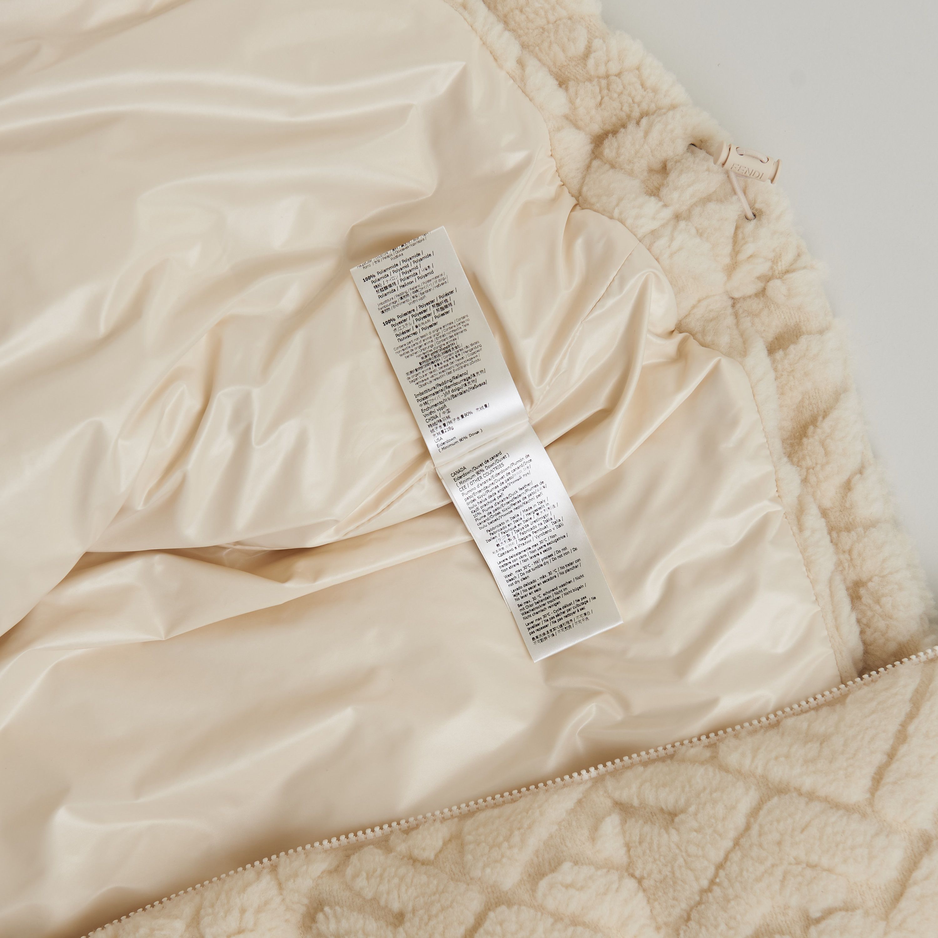 Fendi Short Blouson Jacket - White Wool, FF Motif, Drawstring Size L / US 10 / IT 46 - 16 Thumbnail
