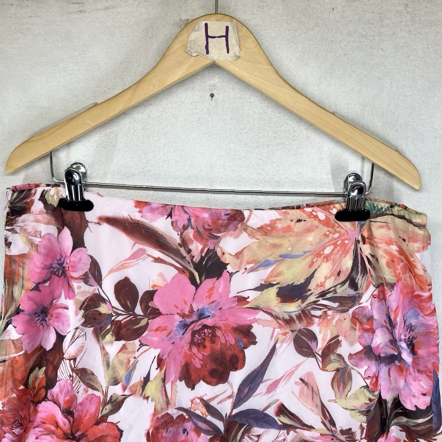Vintage Draper's & Damon's Skirt Midi Floral Pink Ruffle Maxi Elastic Waist Pull On Women 12 14 Chiffon Lightweight Casual Vintage No Size 34" / US 12 / IT 48 - 4 Thumbnail
