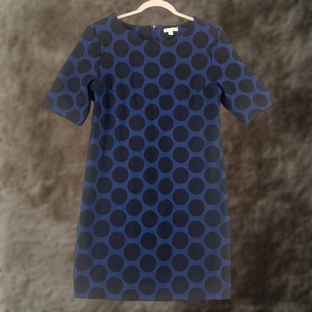 gap blue polka dot dress Gap Factory Women's Puff Sleeve V-Neck Mini Dress Tonal Blue Polka Dot Tall Size S