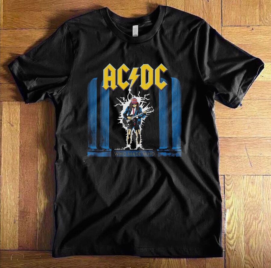 ACDC Who Made Who Album Cover Men's T-Shirt – American Classics, Vintage Rock Band Tour Merch, Cotton