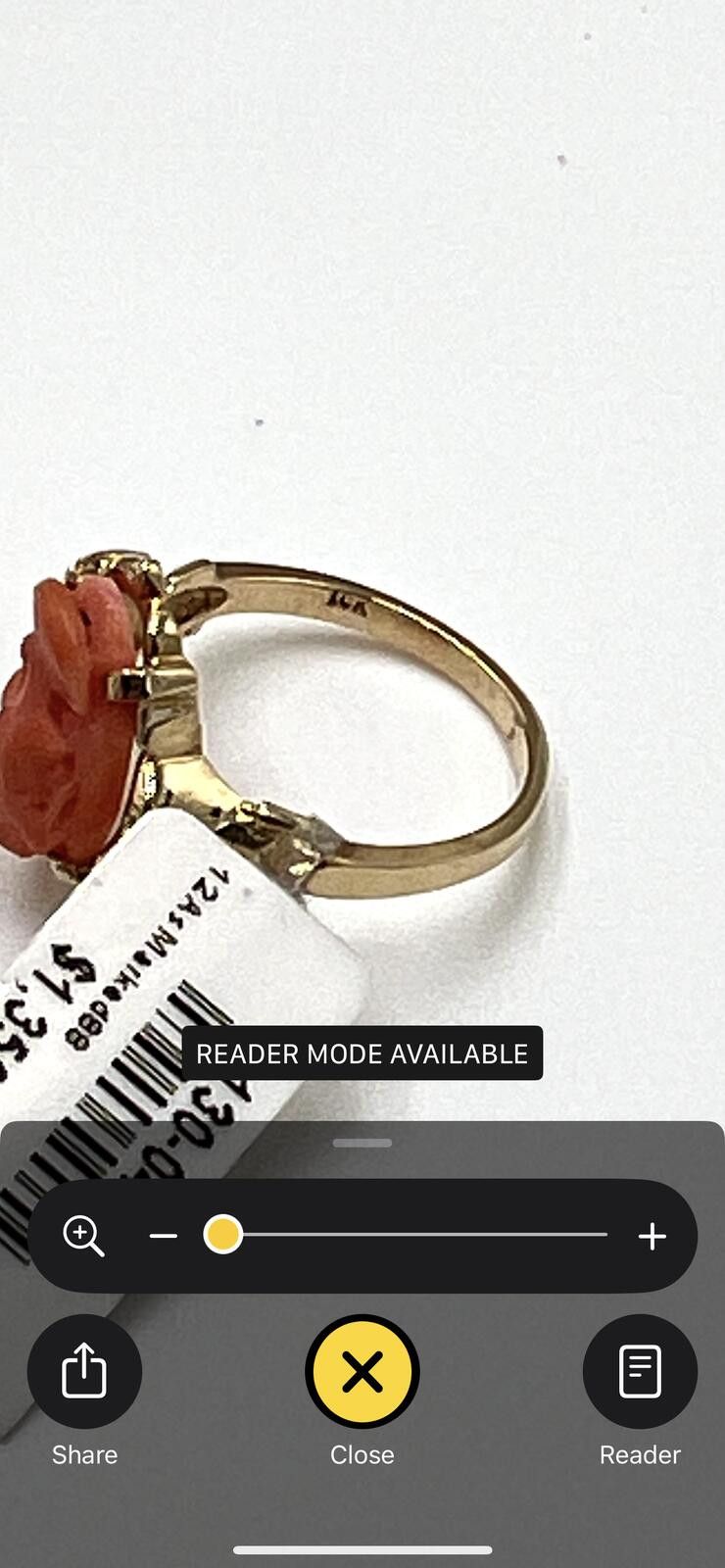 Other NWT 10K Gold Left-Facing Pink Coral Cameo Ring Size ONE SIZE - 10 Thumbnail