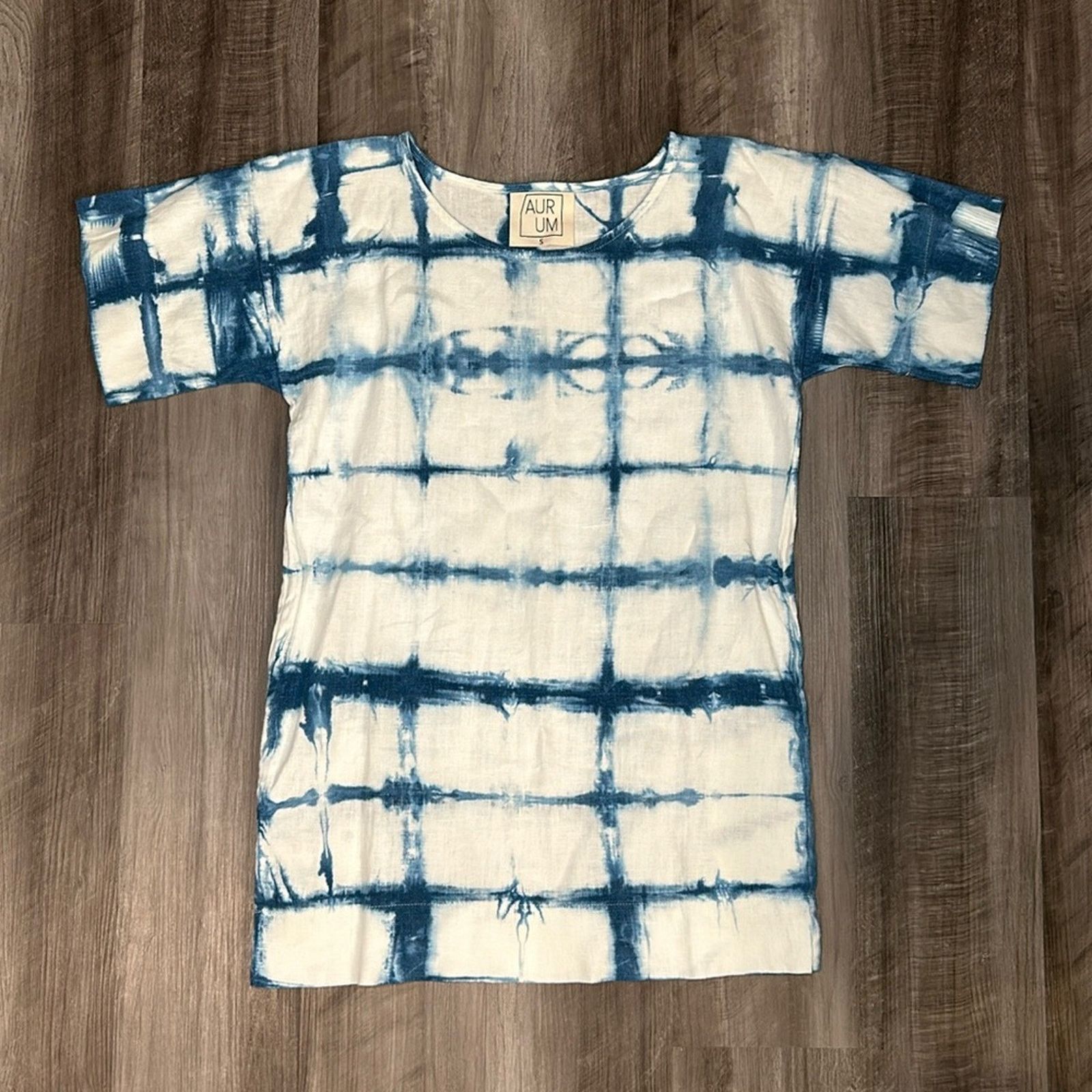 Other Aurum Indigo Tie-Dye Linen Wool Mini Dress - Small Size S / US 4 / IT 40 - 1 Thumbnail