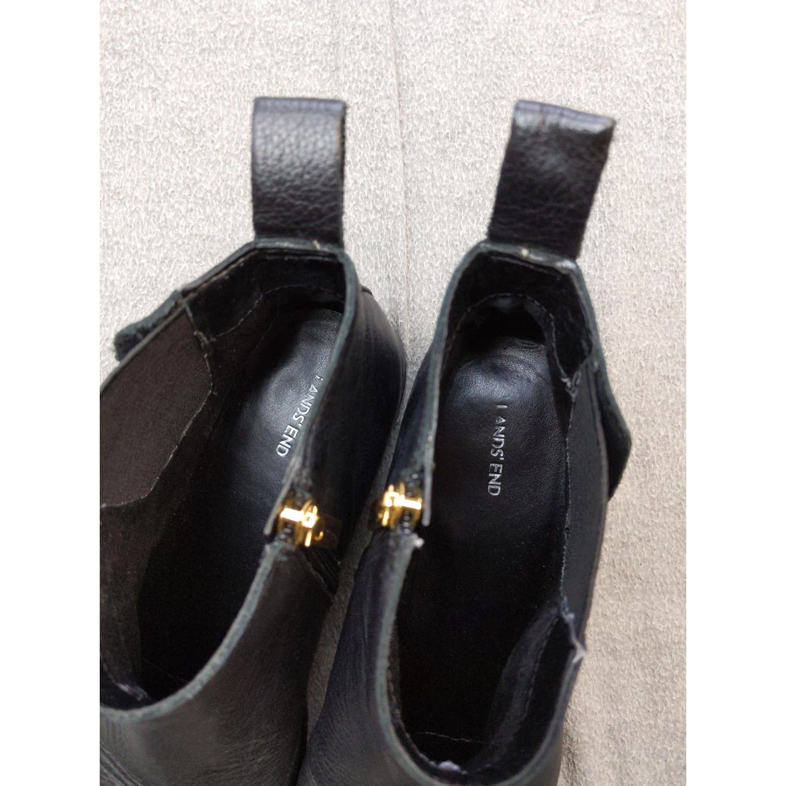 Lands' End Lands' End Boots Womens 8.5 Black Leather Chelsea Ankle Zip Booties Size US 9 / IT 39 - 3 Thumbnail