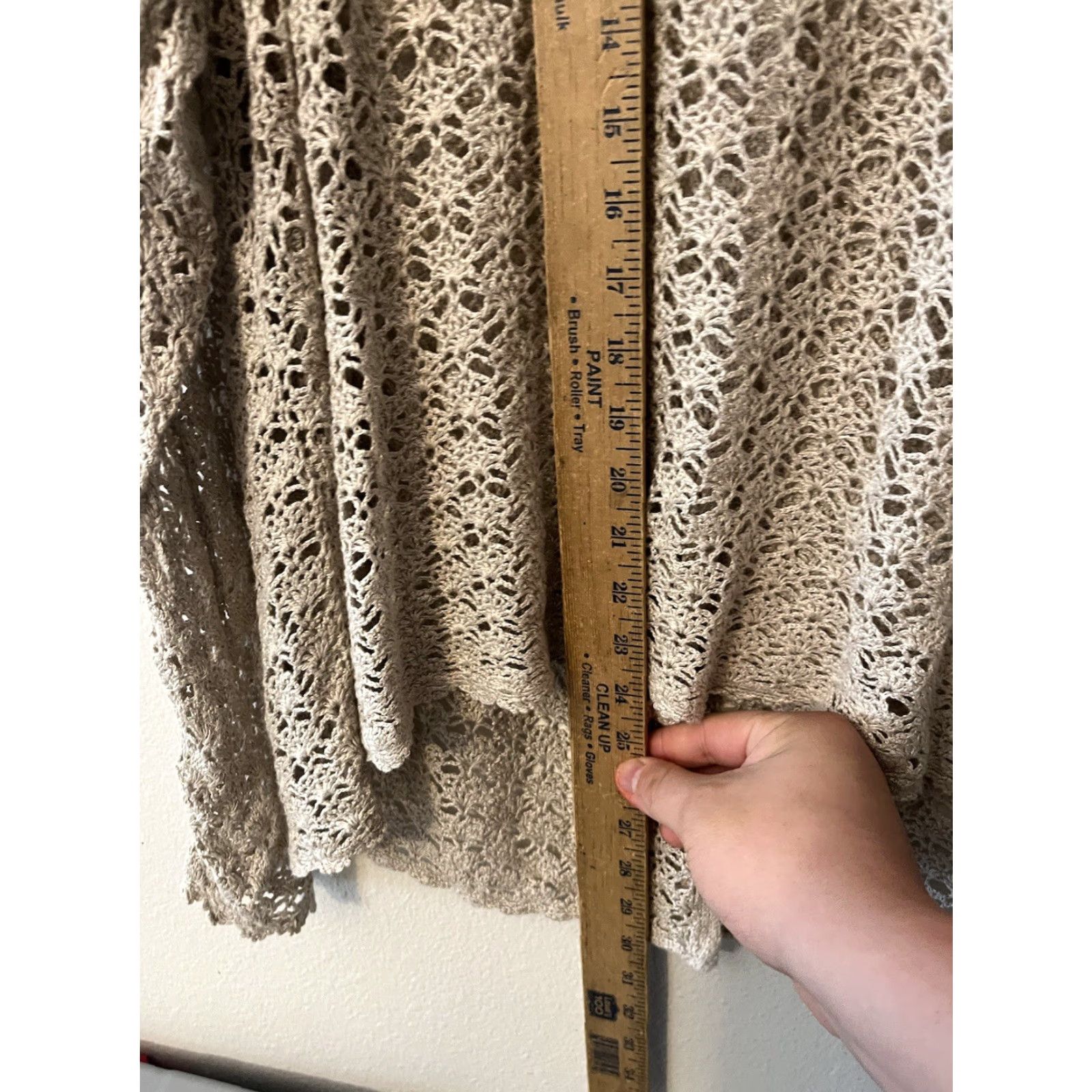 Lord & Taylor VINTAGE LORD & TAYLOR Cardigan Knit Open-Lace Linen Rayon Beige 2X Women Sweater Casual Knit Style Cardigan Mens? Size XXL / US 16-18 / IT 52-54 - 4 Thumbnail