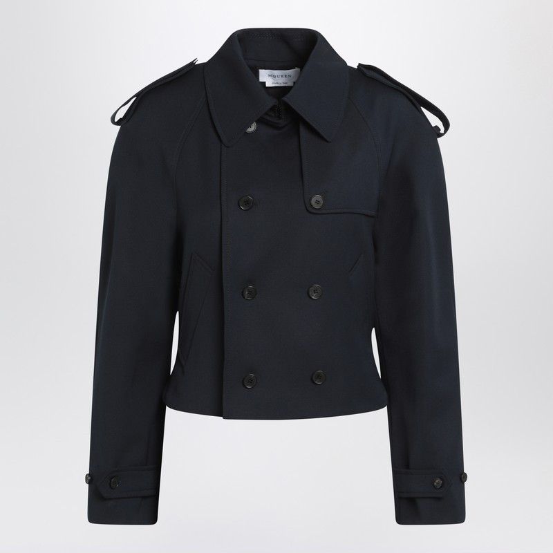 Alexander McQueen Alexander Mcqueen Short Double-Breasted Navy Blue Jacket Size S / US 4 / IT 40 - 1 Thumbnail