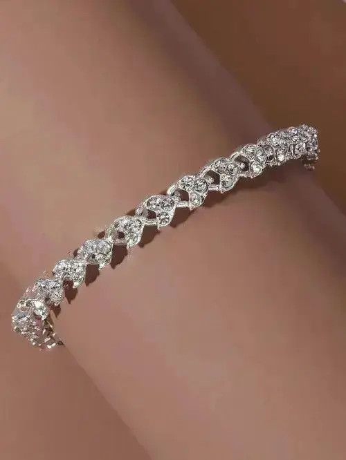 Vintage Retro Punk Rhinestone Link Bracelet Size ONE SIZE - 2 Thumbnail