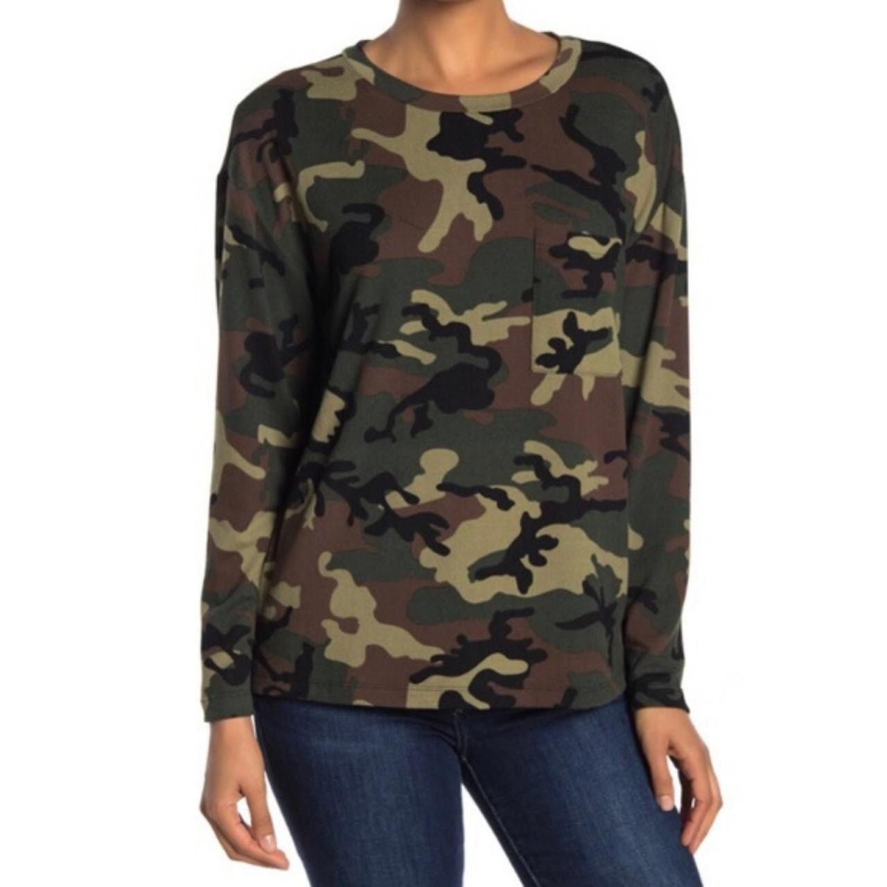 Sanctuary New Sanctuary Camo Lightweight Knit Crewneck Pocket Sweater Size S / US 4 / IT 40 - 2 Thumbnail
