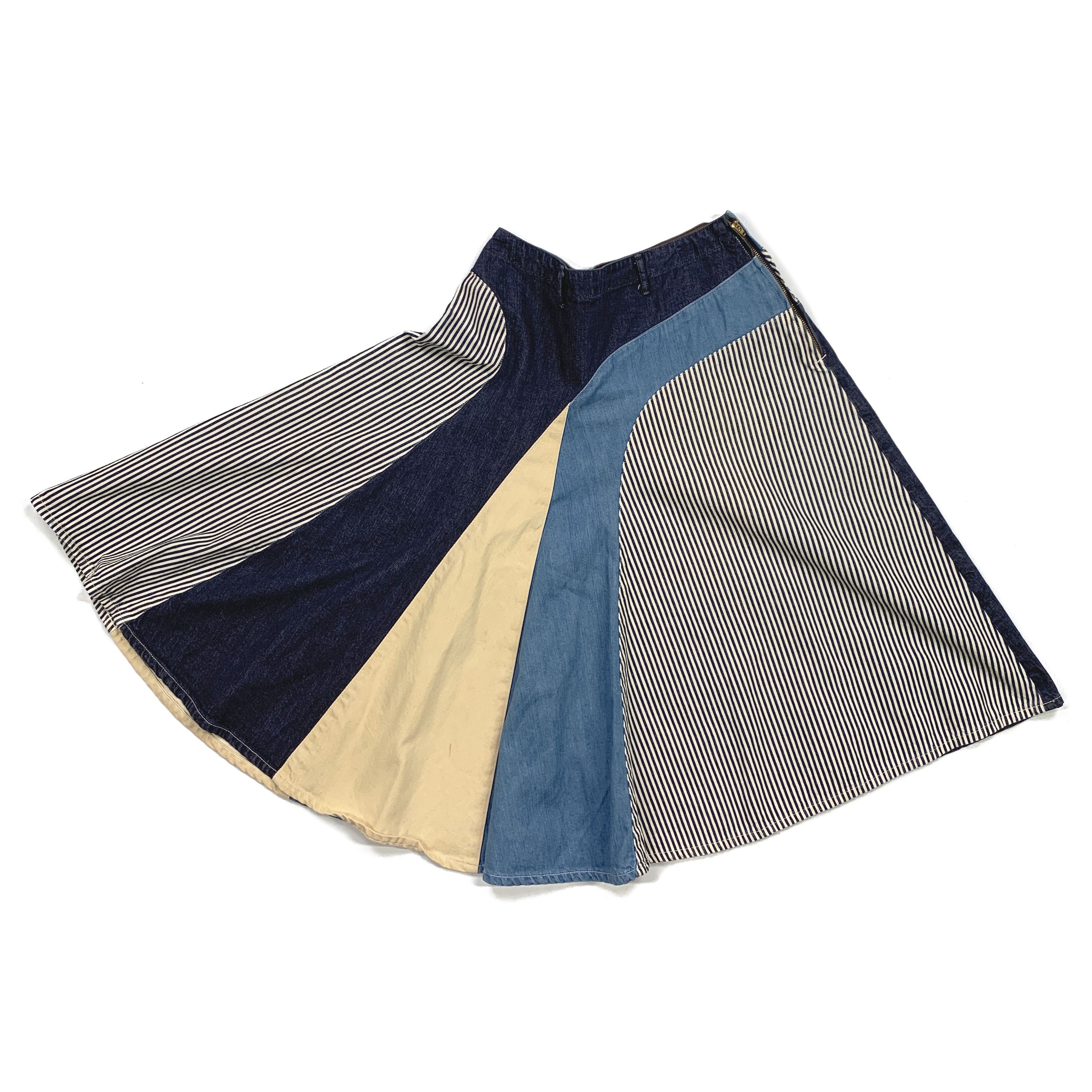 Kapital Flowy Patchwork Skirt (Denim) Size 29" - 3 Thumbnail
