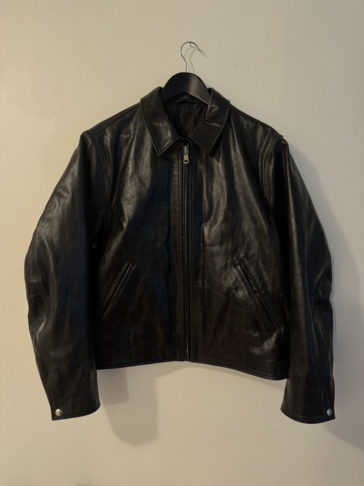 Garage Jacket Stussy Leather Sport Coat Garage Jacket Cracked