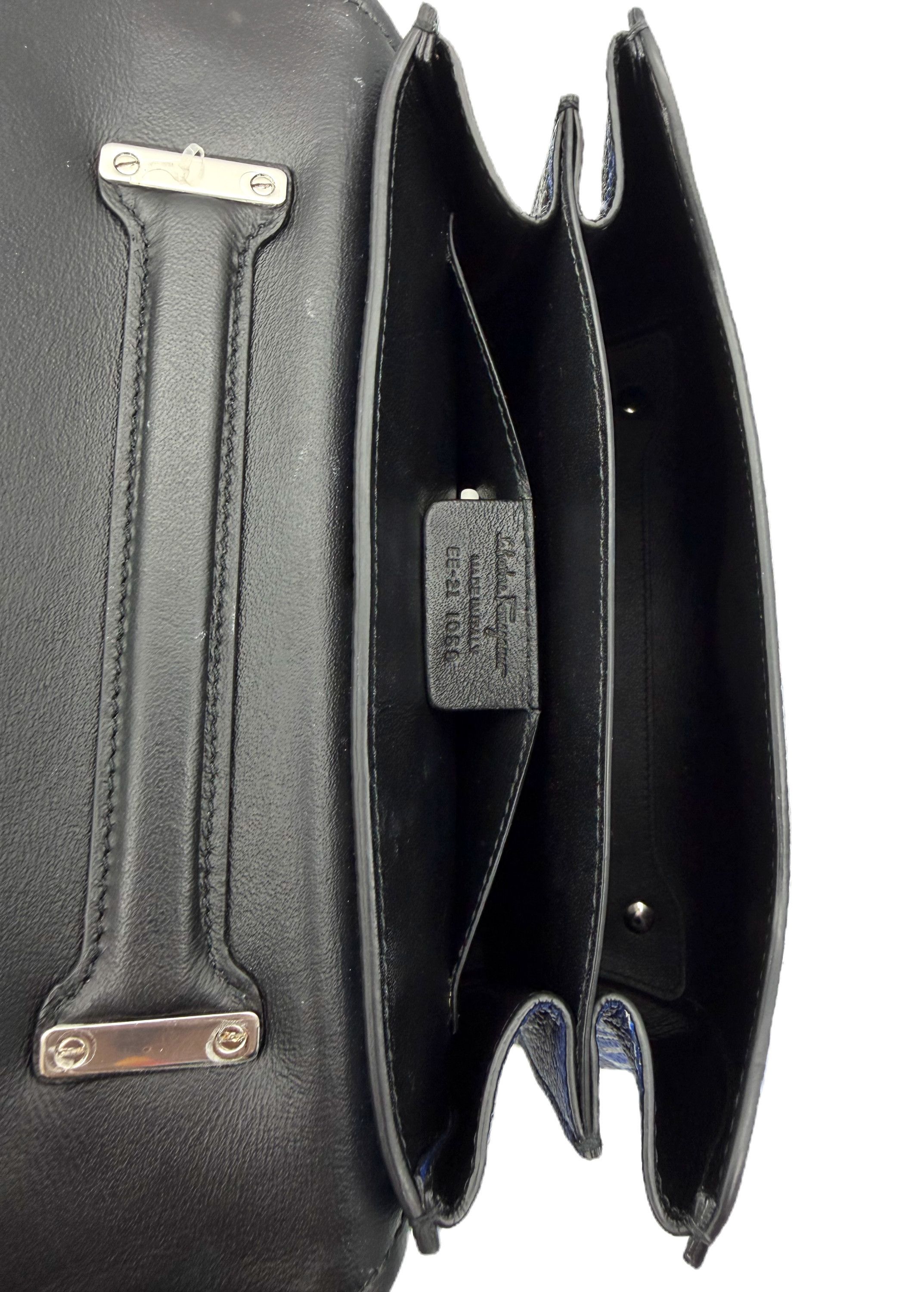 Salvatore Ferragamo Salvatore Ferragamo Floral Print Calfskin Flap Bag – Blue Size ONE SIZE - 6 Thumbnail
