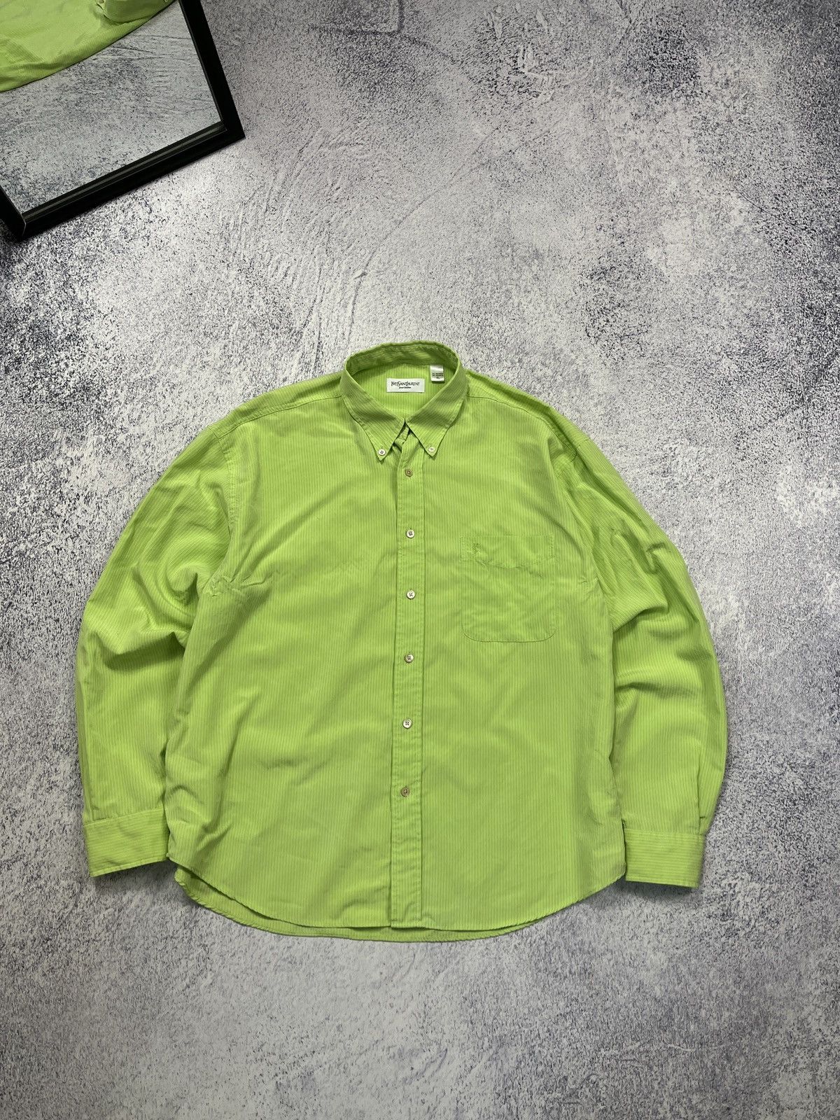 Vintage × Yves Saint Laurent Vintage 90s Yves Saint Laurent Pocket Logo Button Up Shirt Size US XL / EU 56 / 4 - 1 Thumbnail