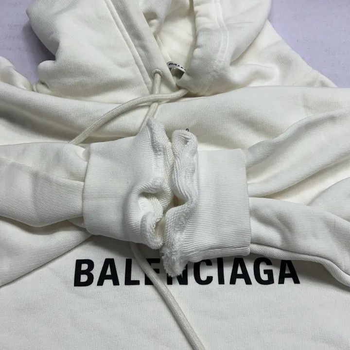 Balenciaga Balenciaga White BB Logo Hooded Sweatshirt 0079-2507 Size M / US 6-8 / IT 42-44 - 5 Thumbnail