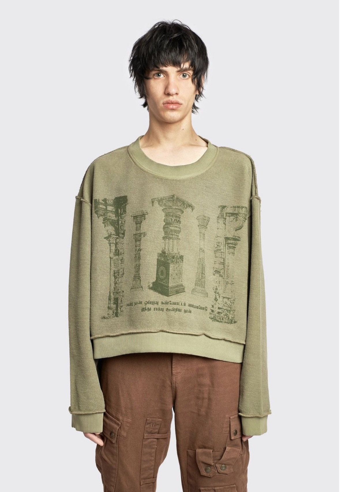 Sangiev Sangiev Reversible Pillars Cropped Sweatshirt Size US XL / EU 56 / 4 - 6 Thumbnail