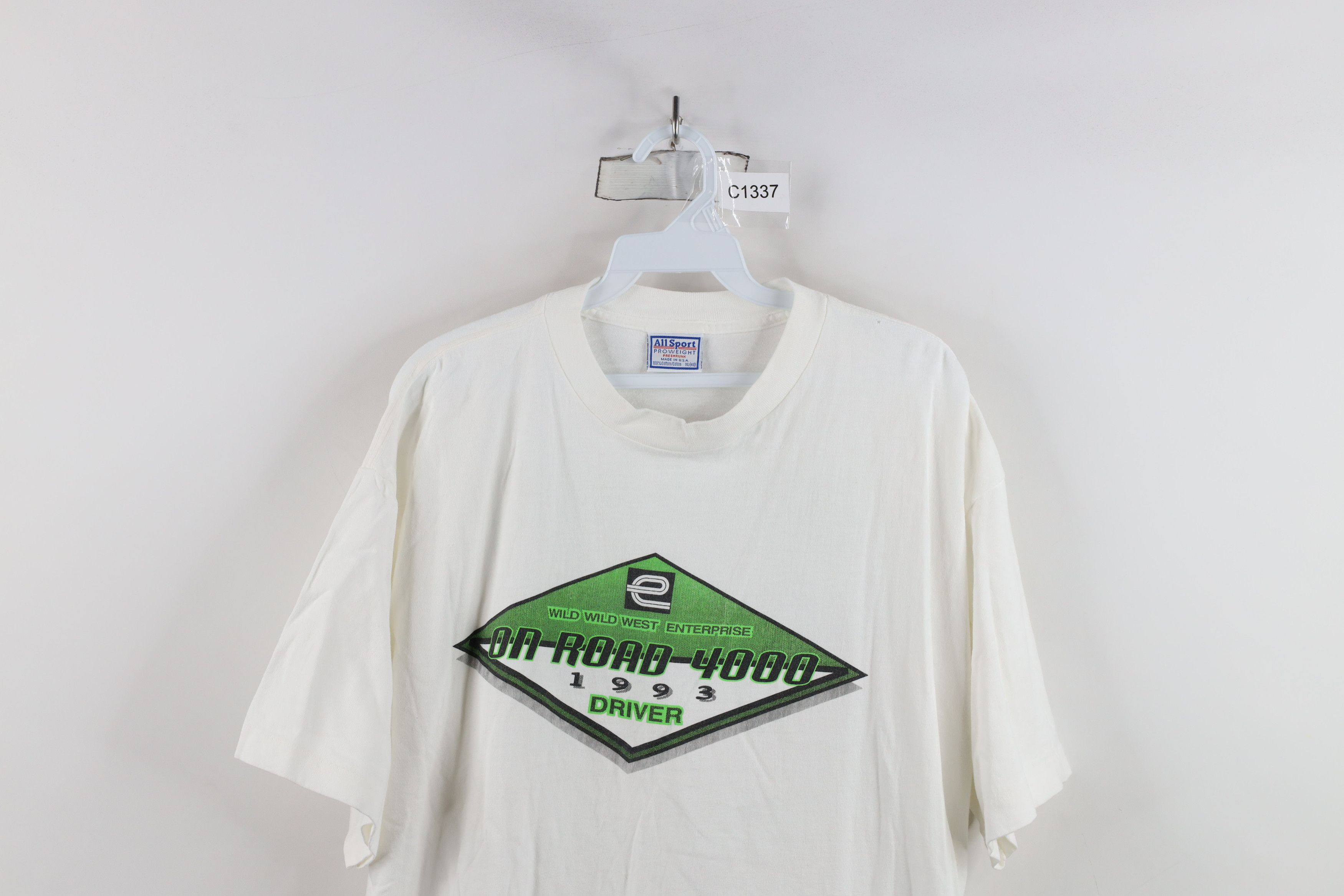 Vintage Vintage 90s Wild Wild West On Road 4000 Car Race T-Shirt USA Size US XL / EU 56 / 4 - 2 Thumbnail