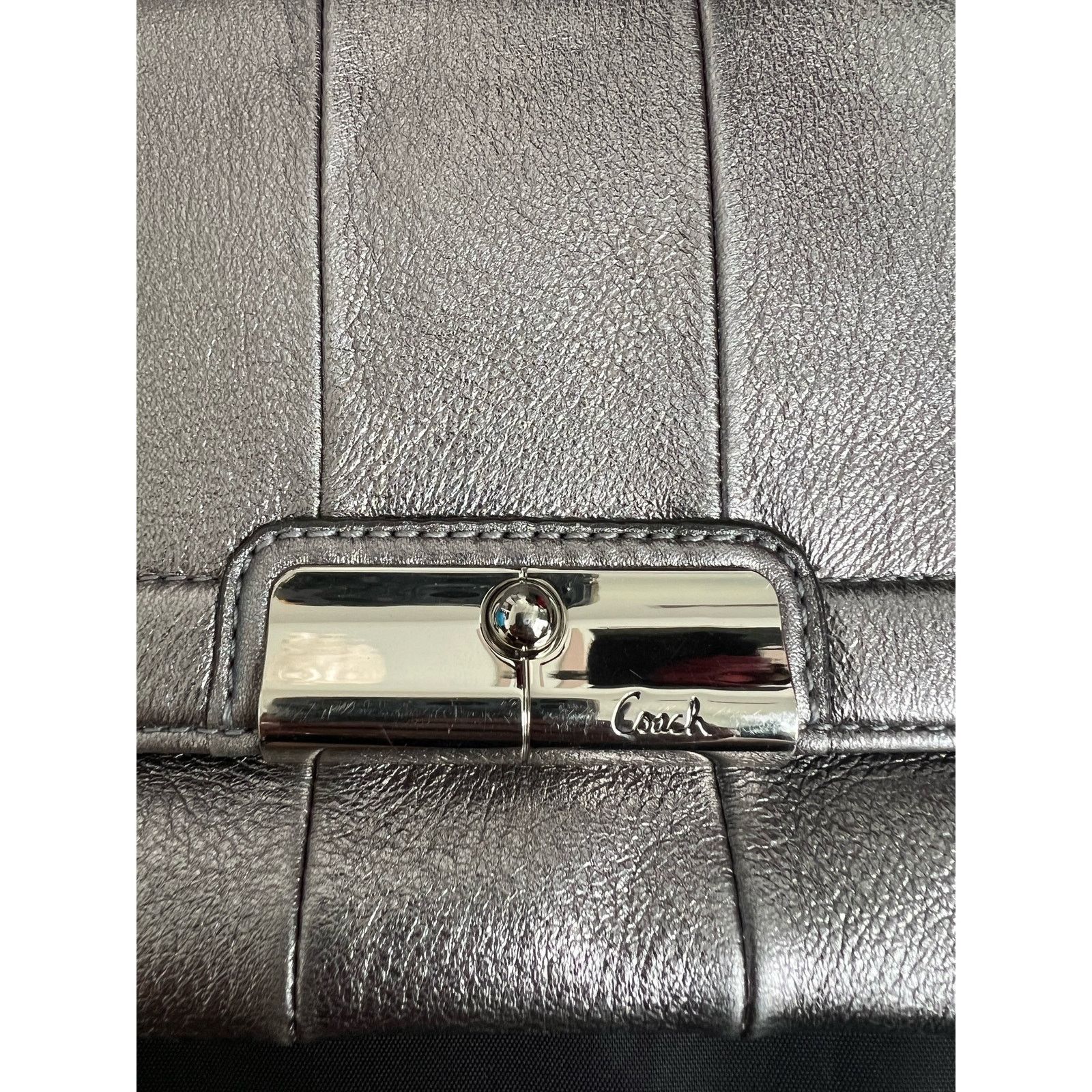 Coach Coach Glam Silver Bag with Blue Satin Lining Size ONE SIZE - 2 Thumbnail