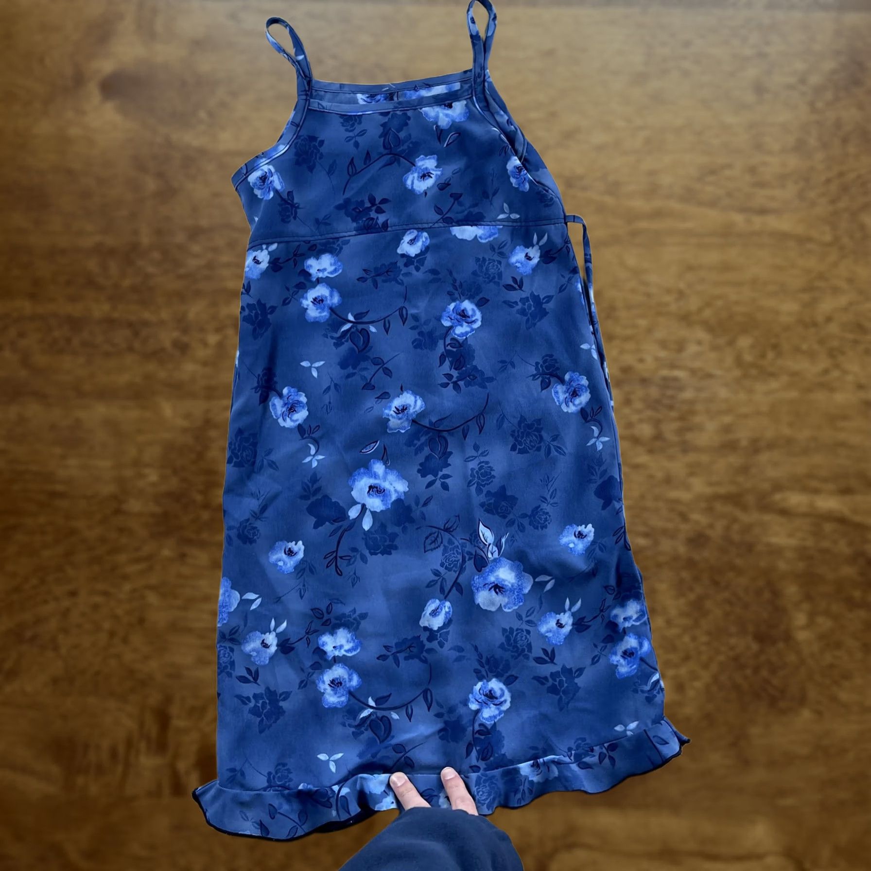 Vintage Vintage Expressions Dress Womens XS Blue Floral Slip Ruffle Strappy Sundress Size XS / US 0-2 / IT 36-38 - 1 Thumbnail