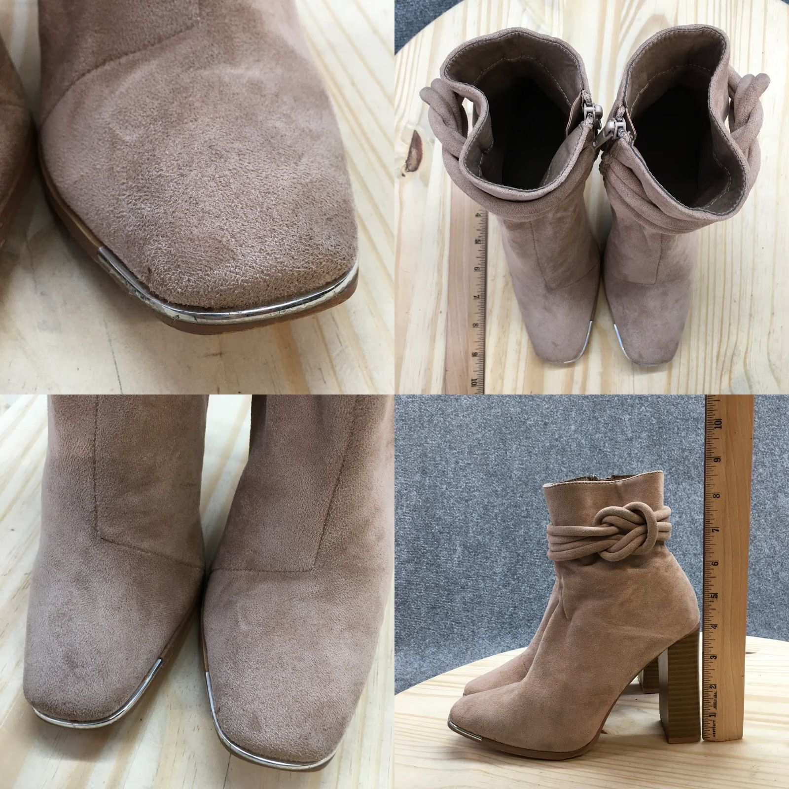Vintage YOKI Boots Womens 7 Quincy Knotrope Side Zip Heels Ankle Suede Brown Fabric Boots Size US 7 / IT 37 - 8 Thumbnail