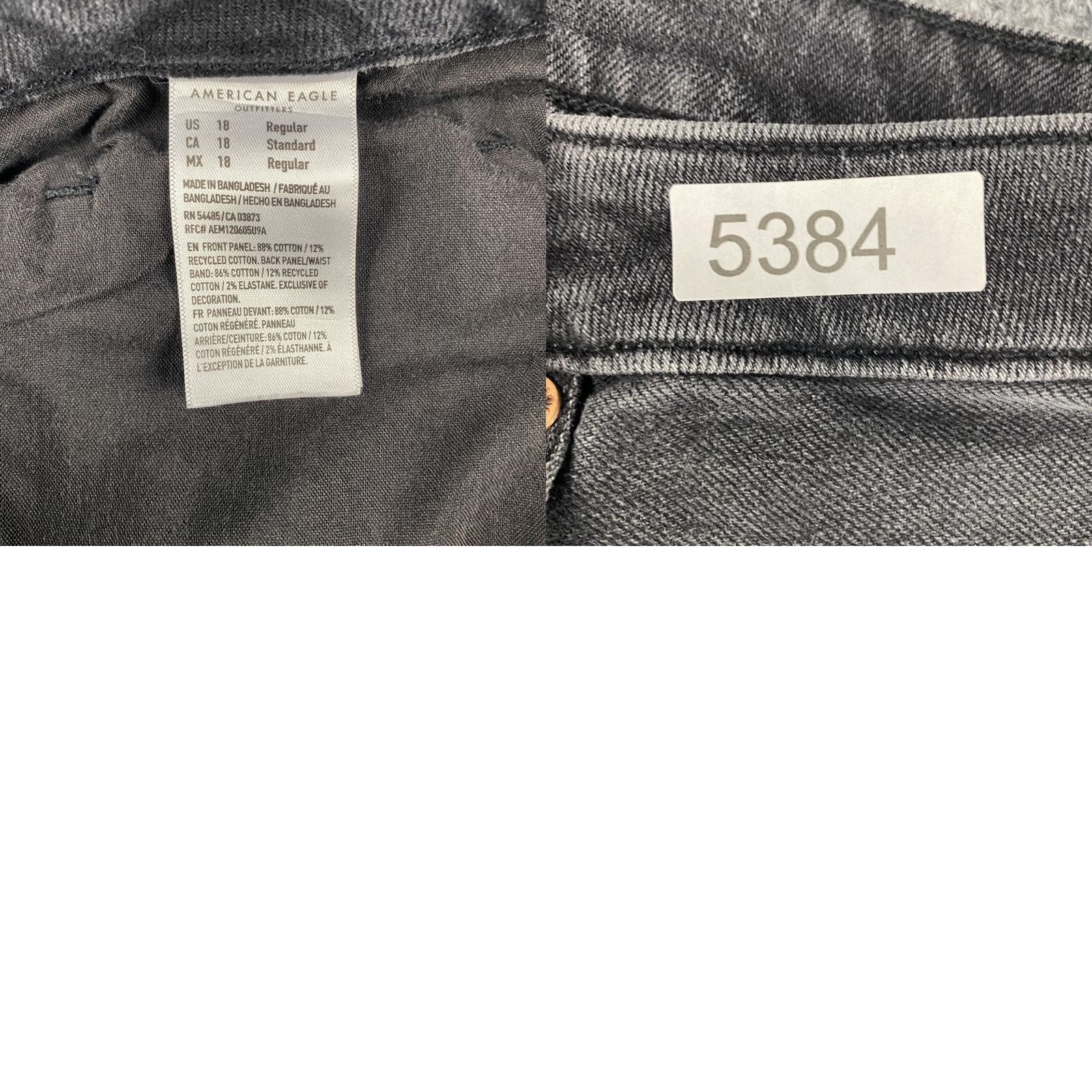 American Eagle Outfitters American Eagle Jeans Womens 18 Black Denim Distressed Ripped Strigid Real Good Size 40" / US 18 - 9 Thumbnail