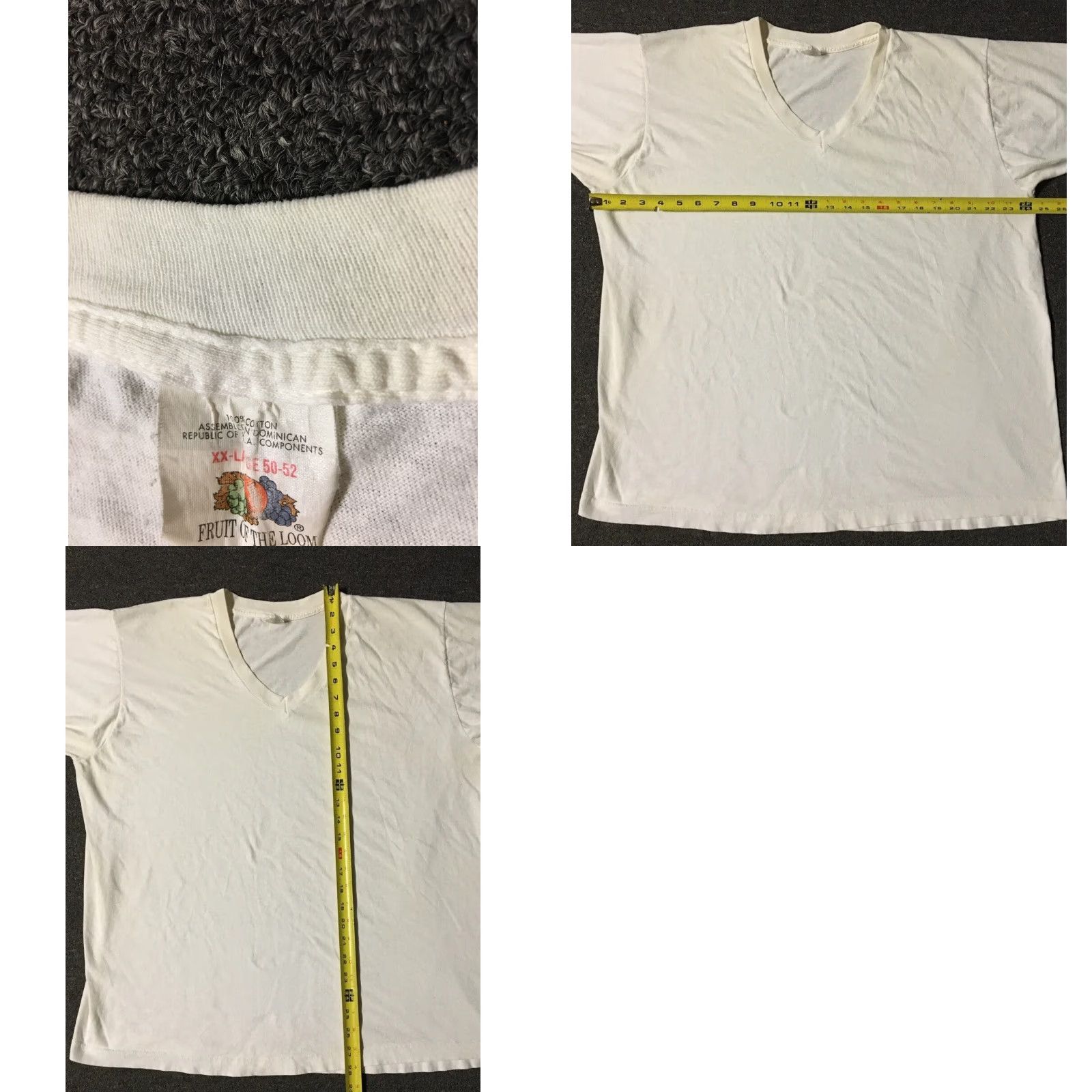 Fruit Of The Loom VINTAGE Fruit of the Loom FOTL 80s 90s Faded V Neck Shirt 2XL White Short Sleeve Pocket Mens T-Shirt Grunge Surf Biker USA USA Size US XXL / EU 58 / 5 - 8 Thumbnail