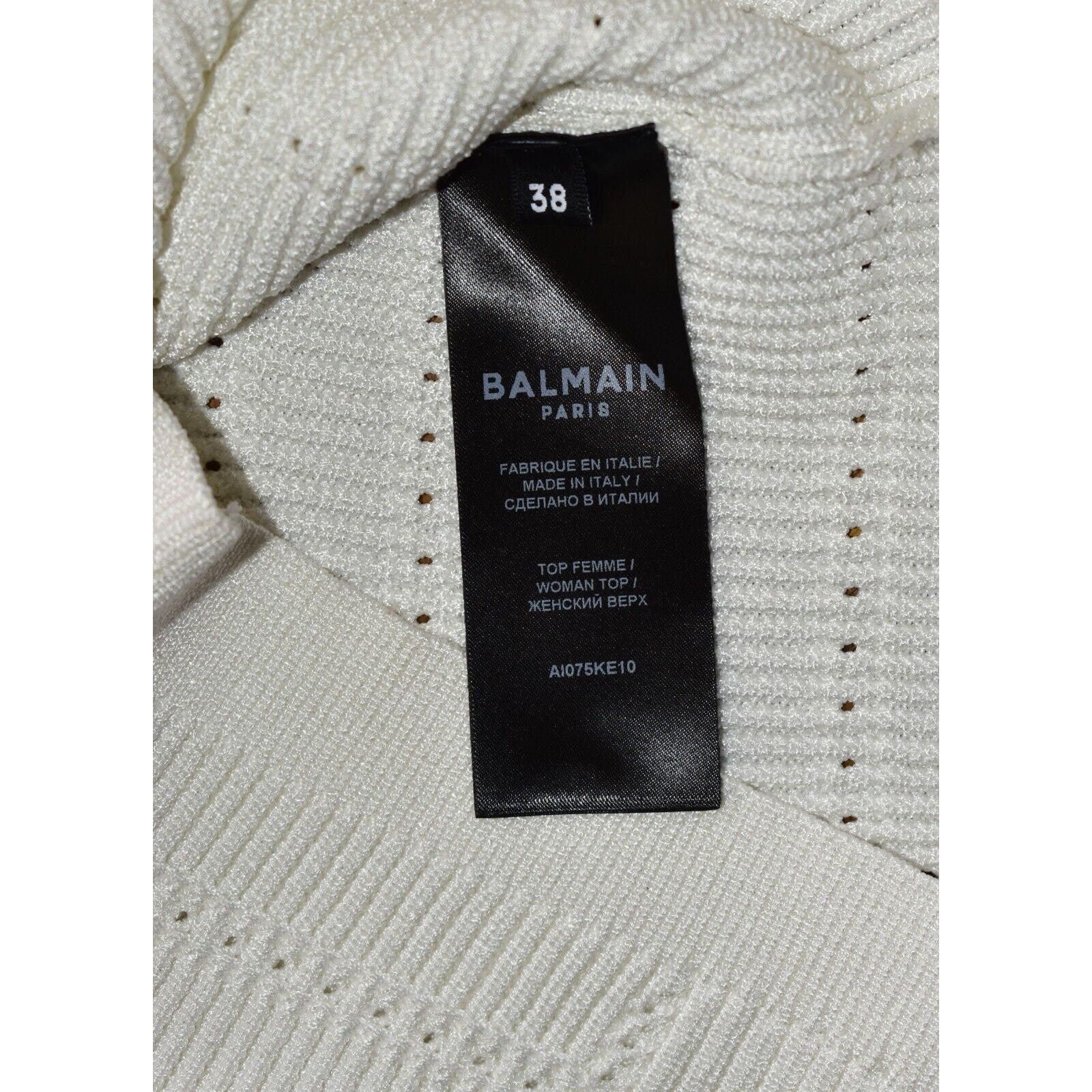 Balmain NWT BALMAIN Ribbed Knit Six Embellished Buttons Top 38 $1195 Size XS / US 0-2 / IT 36-38 - 6 Thumbnail