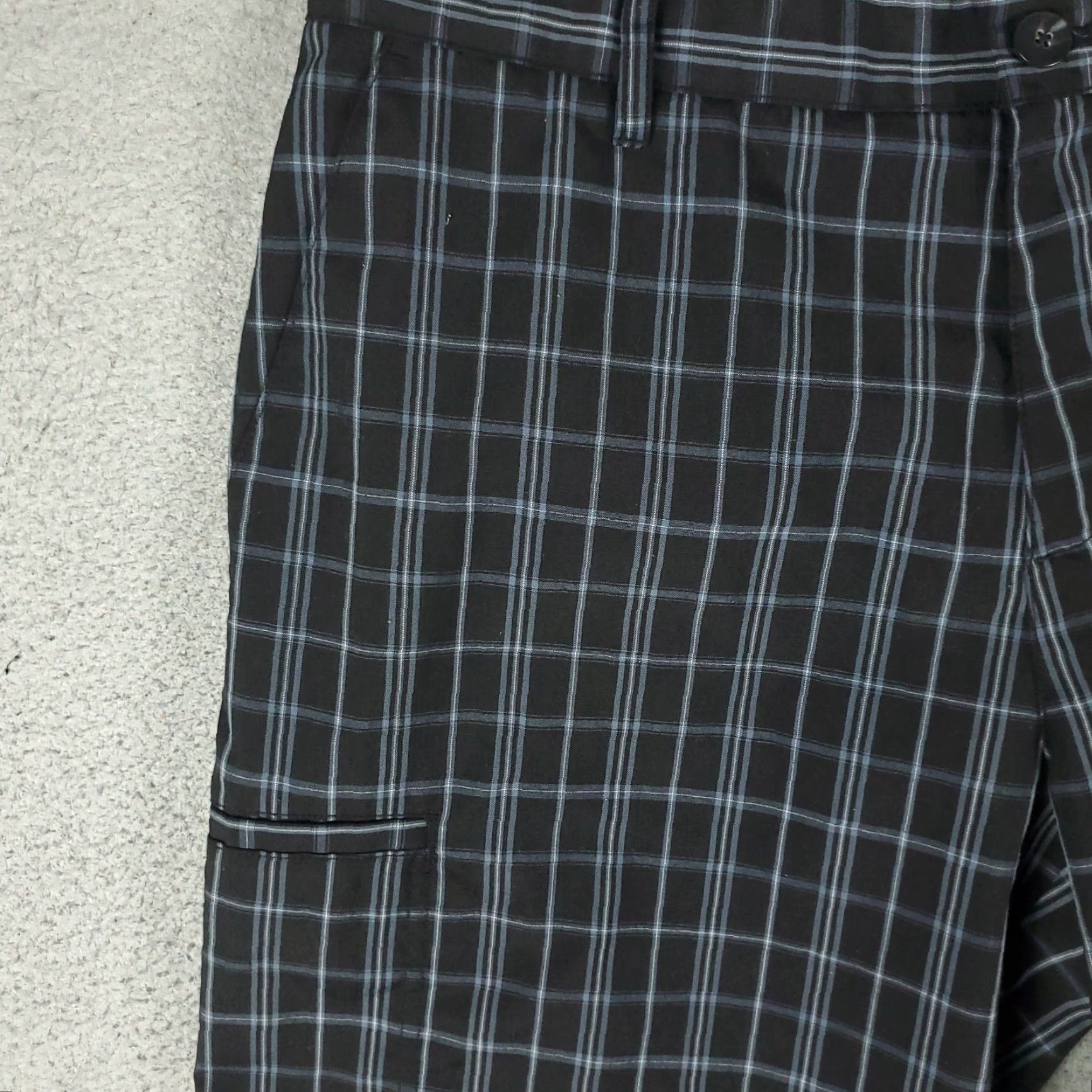 Adidas Adidas Shorts Mens 34 Black Plaid Chino Style Flat Front Casual Workwear Knit Pocket Logo Zip Front Size US 34 / EU 50 - 2 Thumbnail