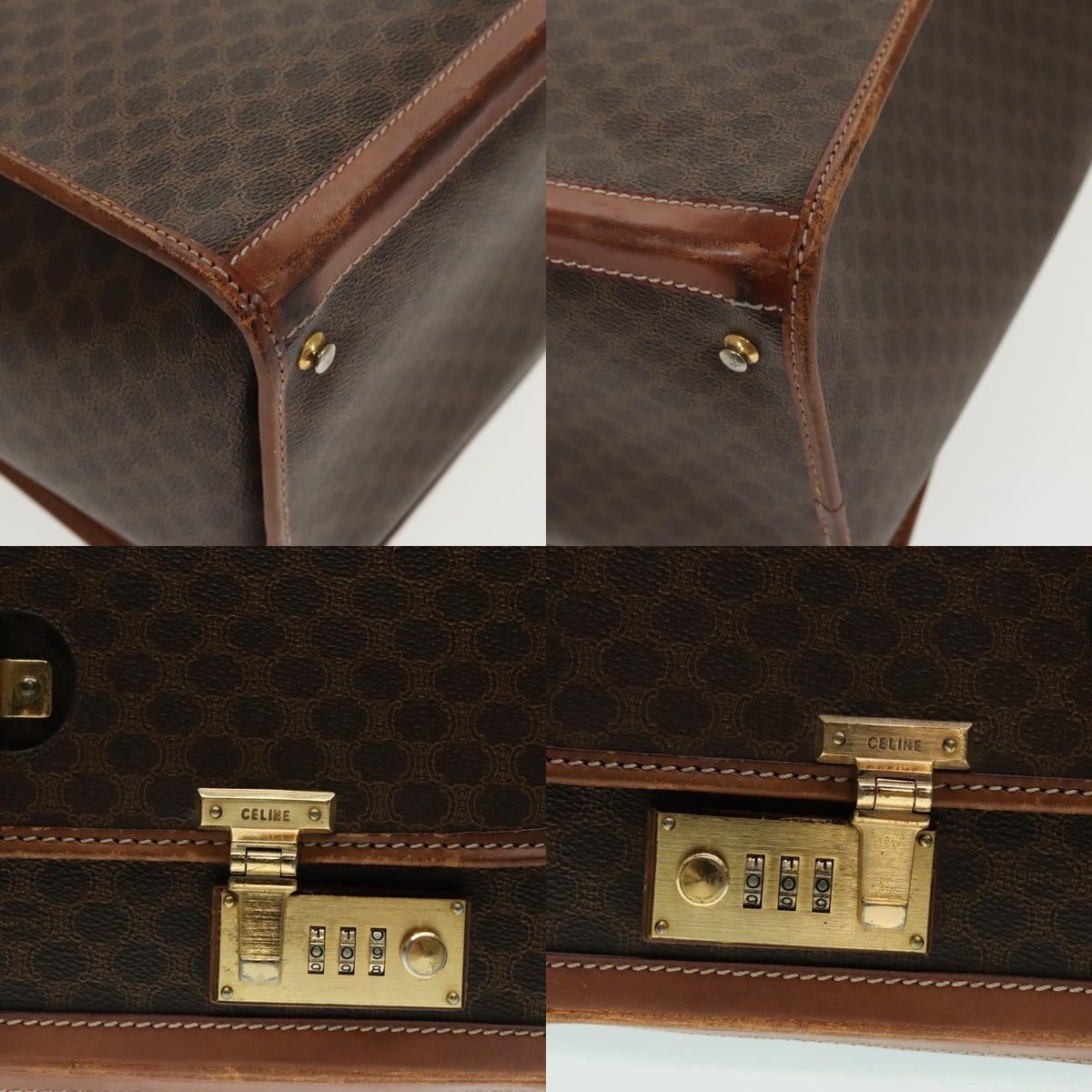 Celine CELINE Macadam Canvas Trunk Pvc Leather Gold Brown Size ONE SIZE - 10 Thumbnail