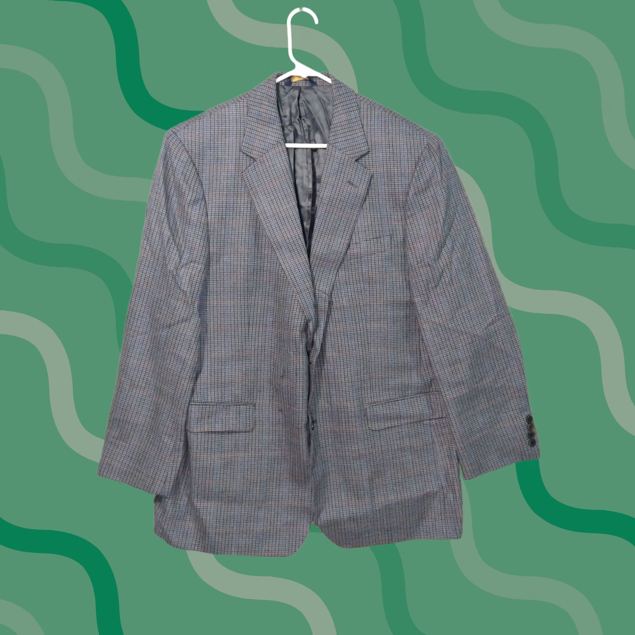 Brooks Brothers Brooks Brothers Blazer Mens 44L Wool Grey Plaid Windowpane 2 Piece Notch Lapel Long Coat Jacket Chest 44in Dry Clean Only Mens Size 44R - 1 Thumbnail