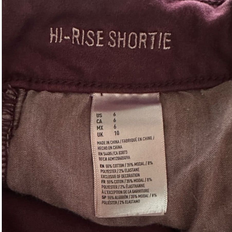 American Eagle Outfitters AEO Plum Denim Super Stretch High Rise Shortie Shorts Size 28" / US 6 / IT 42 - 9 Thumbnail