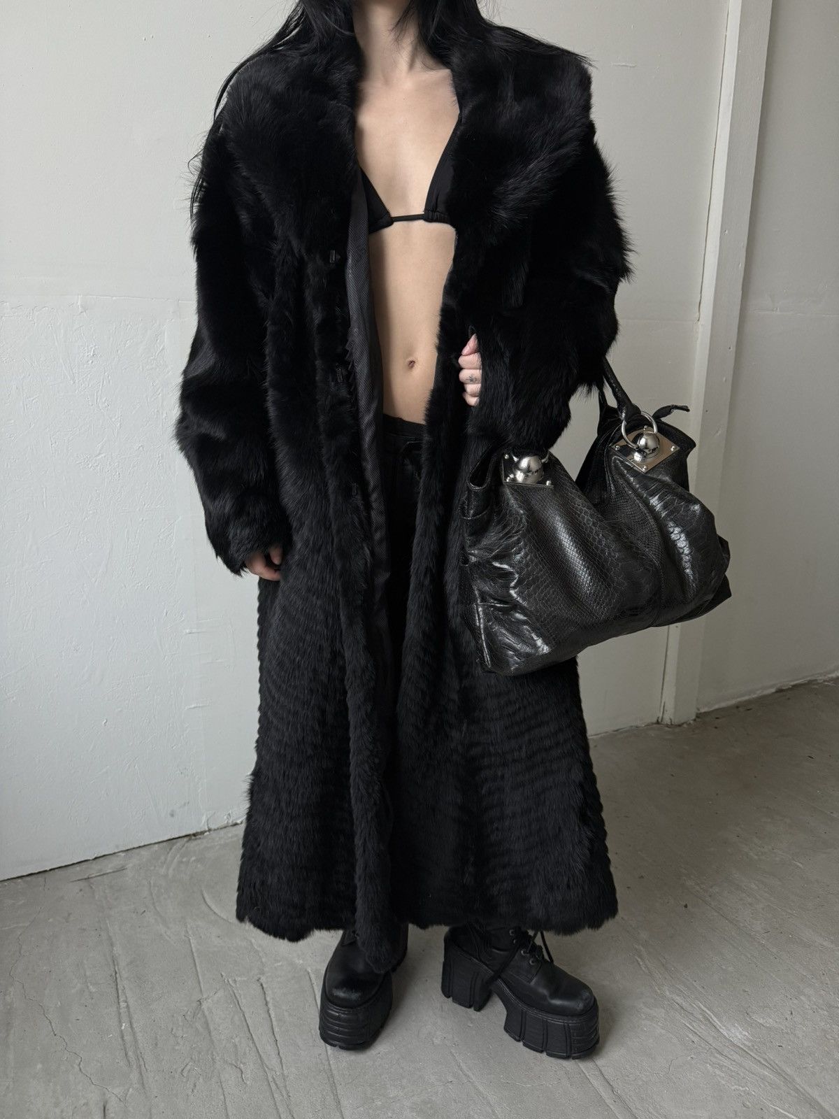 Other Vintage Real Fur Maxi Coat Grunge Size XS / US 0-2 / IT 36-38 - 1 Thumbnail