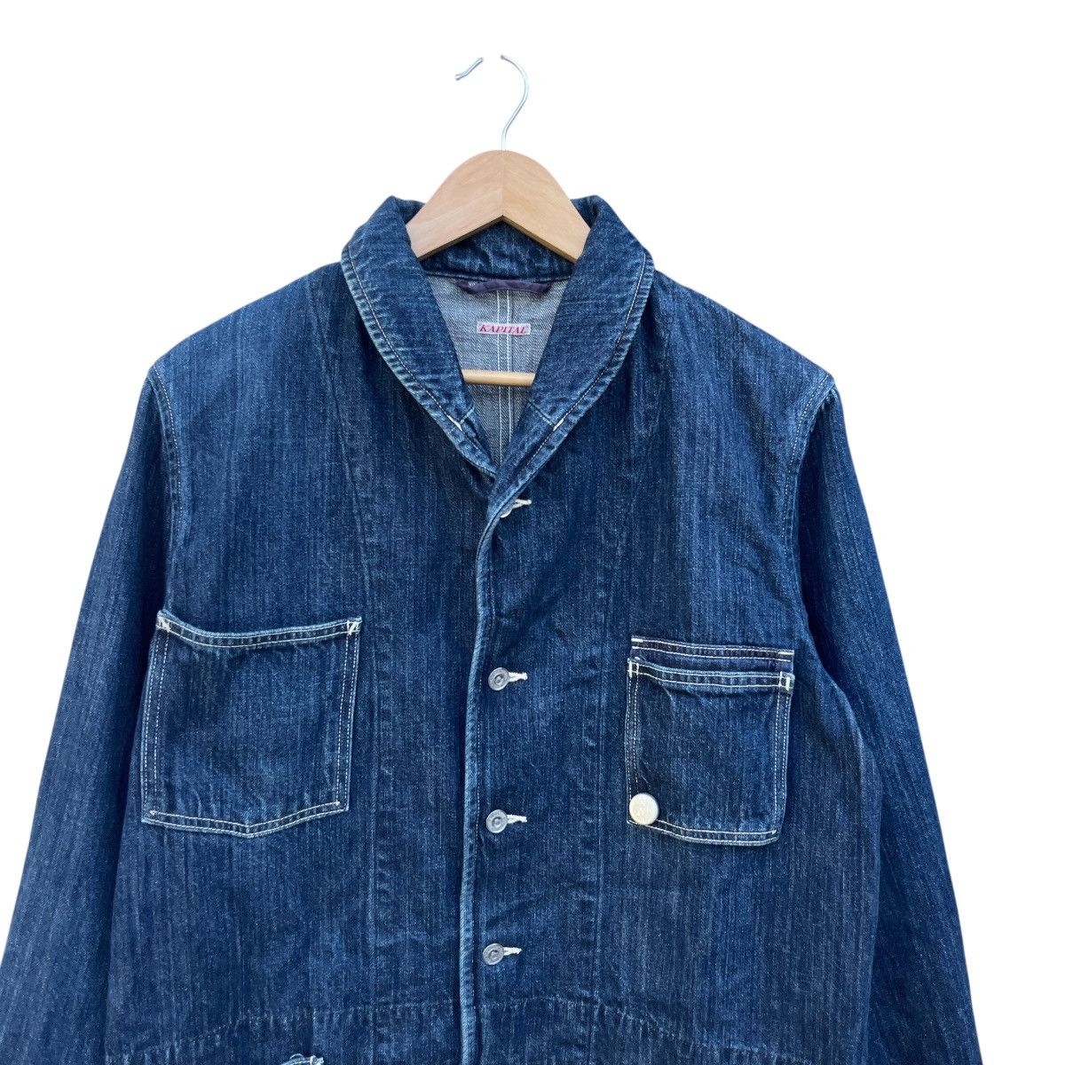 Kapital Kapital Indigo USN Shawl Collar Chore Denim Jacket Size US M / EU 48-50 / 2 - 5 Thumbnail