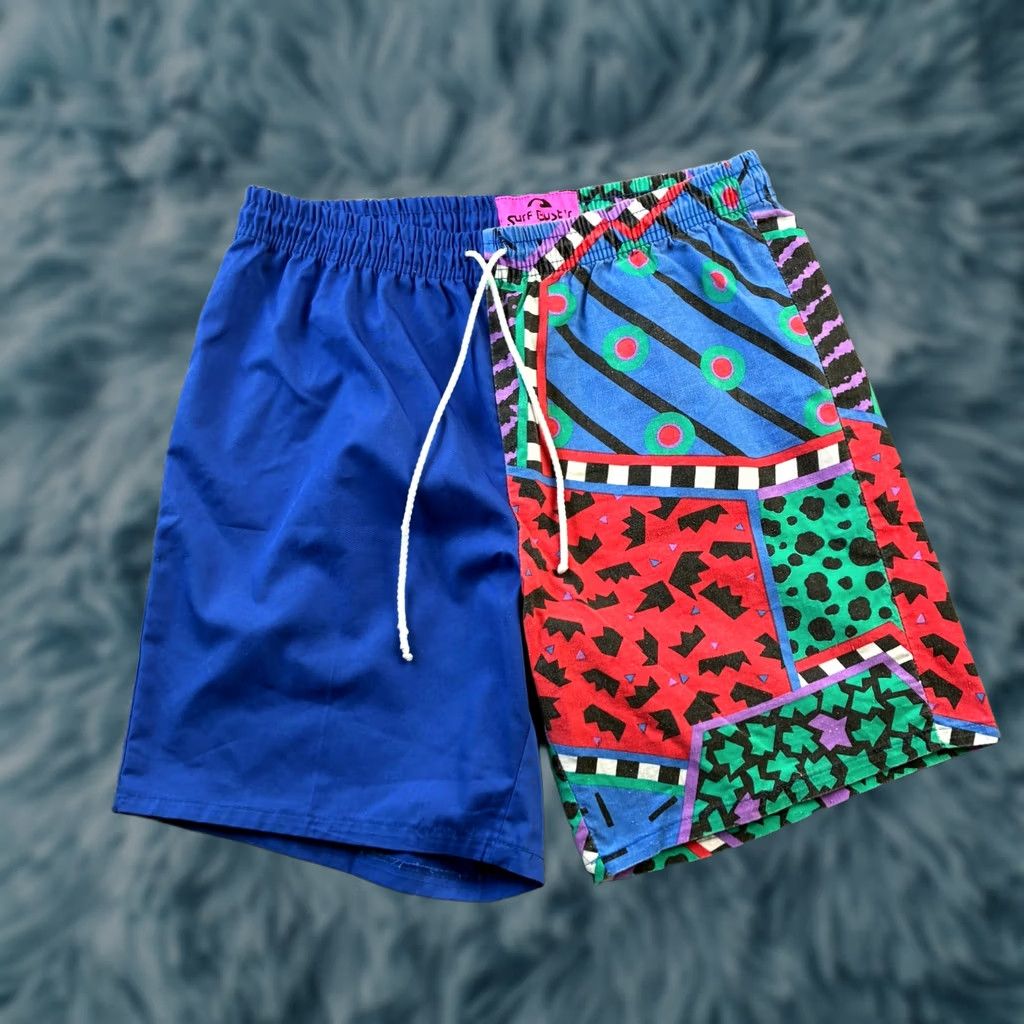 Vintage VINTAGE Surf Bustrs Shorts Mens Large Blue Geometric USA Made 90s Surfwear Cotton Casual Size US 33 - 1 Thumbnail