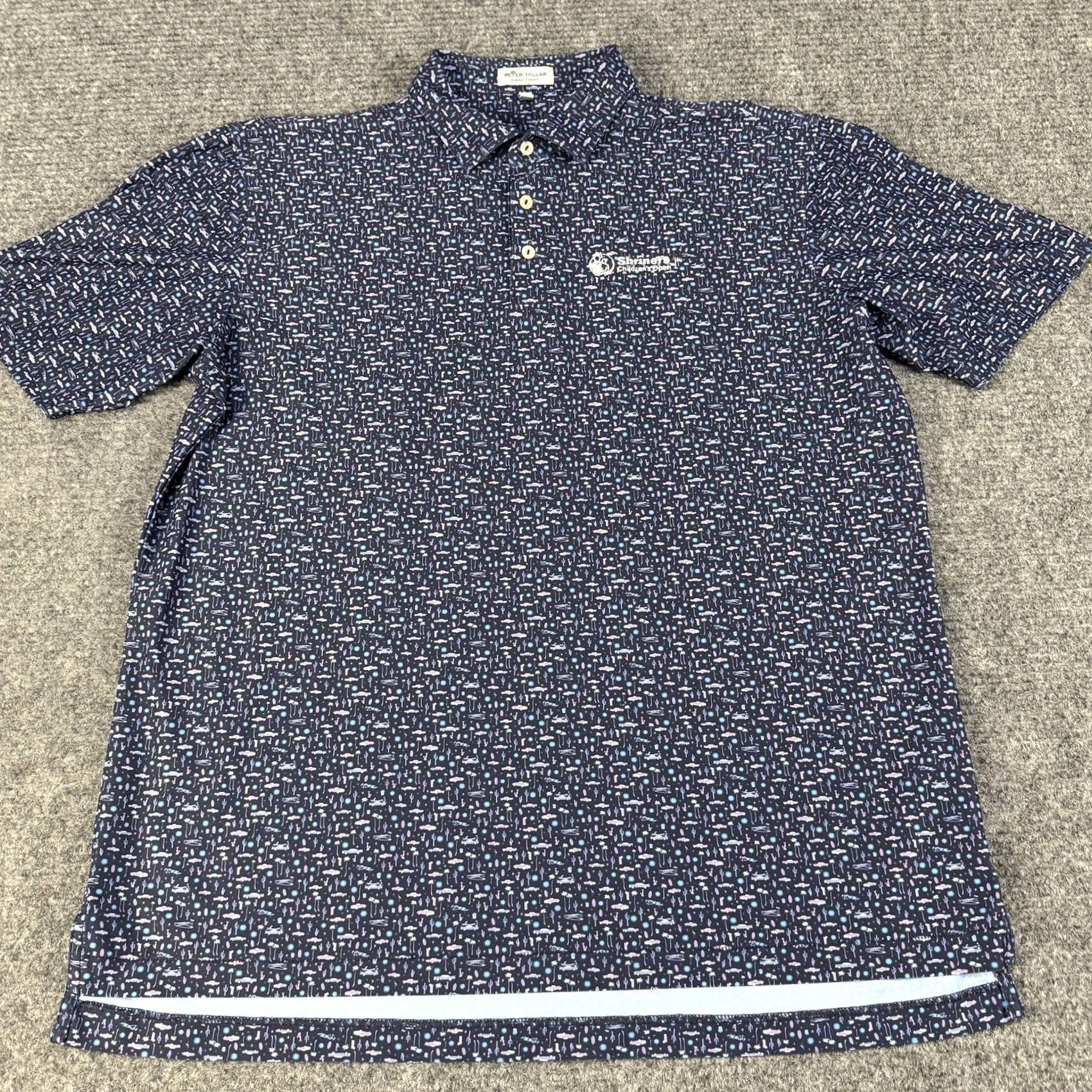 Peter Millar Peter Millar Polo Shirt Mens Large Navy Summer Comfort Golf All Over Print Size US L / EU 52-54 / 3 - 2 Thumbnail