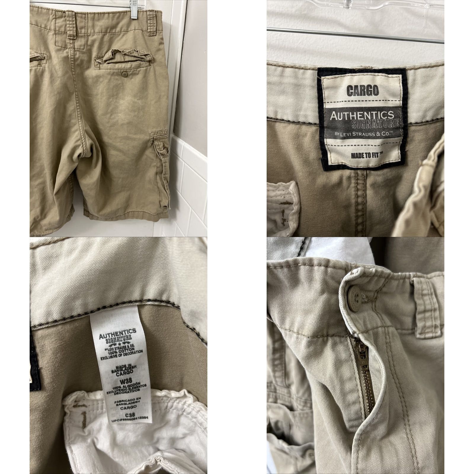 Levi's Levi's Cargo Shorts Mens 38 Brown Canvas Cotton Zip Flat Front Cargo Pocket Shorts Regular Fit Vintage No Size US 38 / EU 54 - 8 Thumbnail