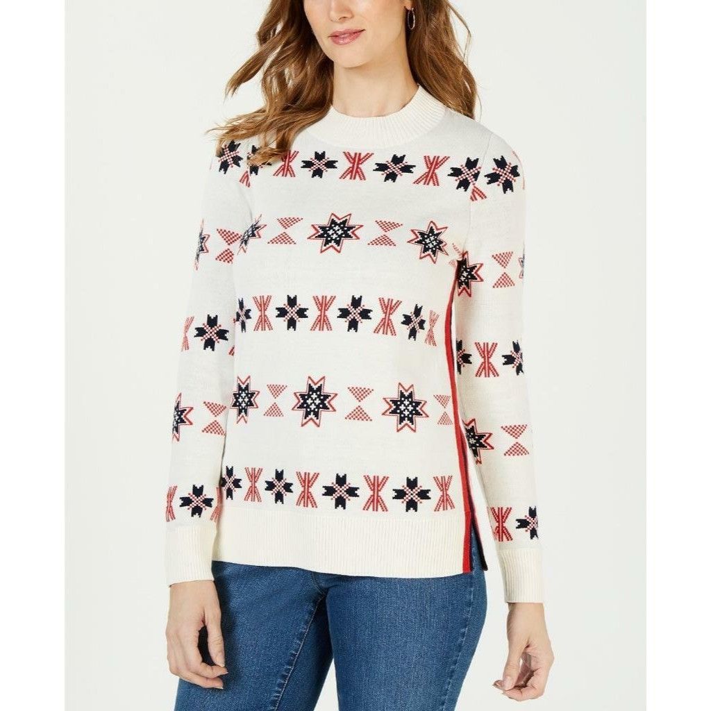 Other Charter Club Mock-Neck Snowflake Sweater, Ivory Combo, M Size M / US 6-8 / IT 42-44 - 2 Thumbnail