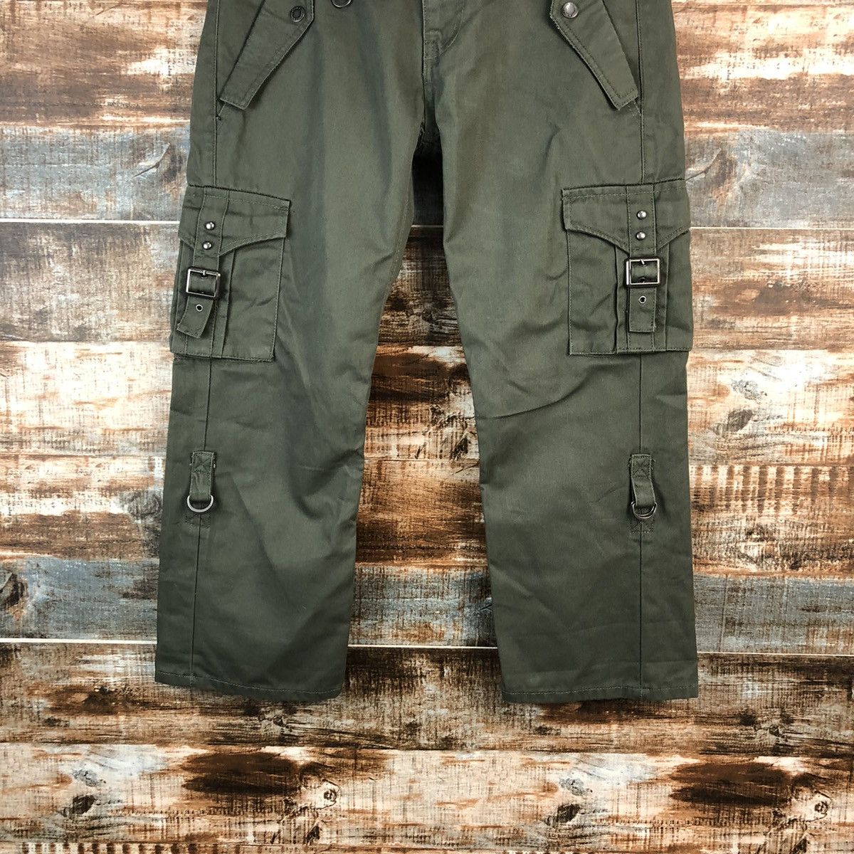 Japanese Brand DL Double Focus Green utility Cargo Multipocket Pants #A2544 Size US 29 - 3 Thumbnail