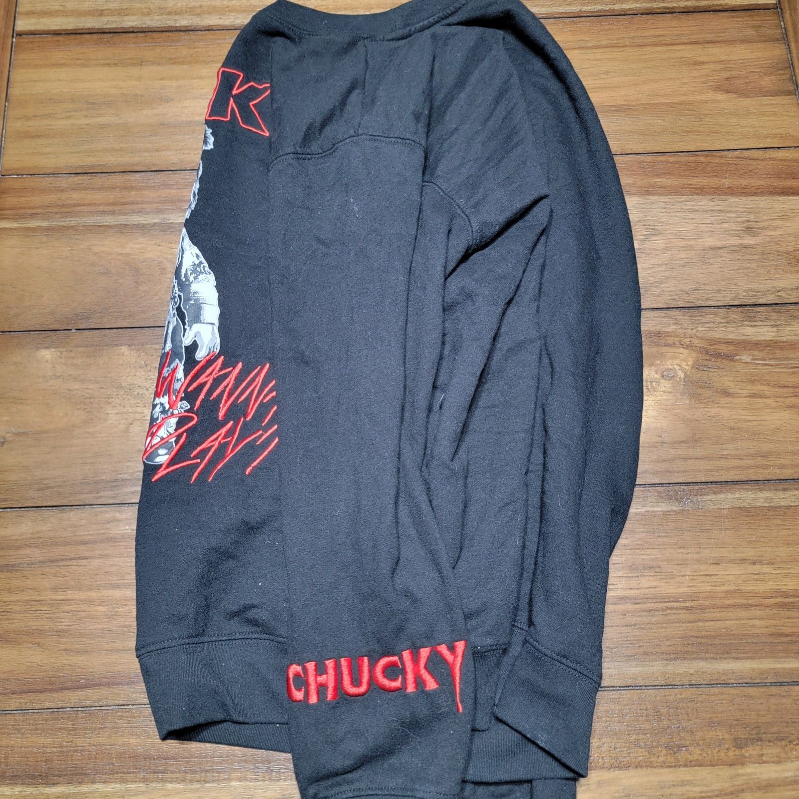 Other Chucky Unisex LS Sweatshirt "Wanna Play?" - Size Medium Size US M / EU 48-50 / 2 - 3 Thumbnail