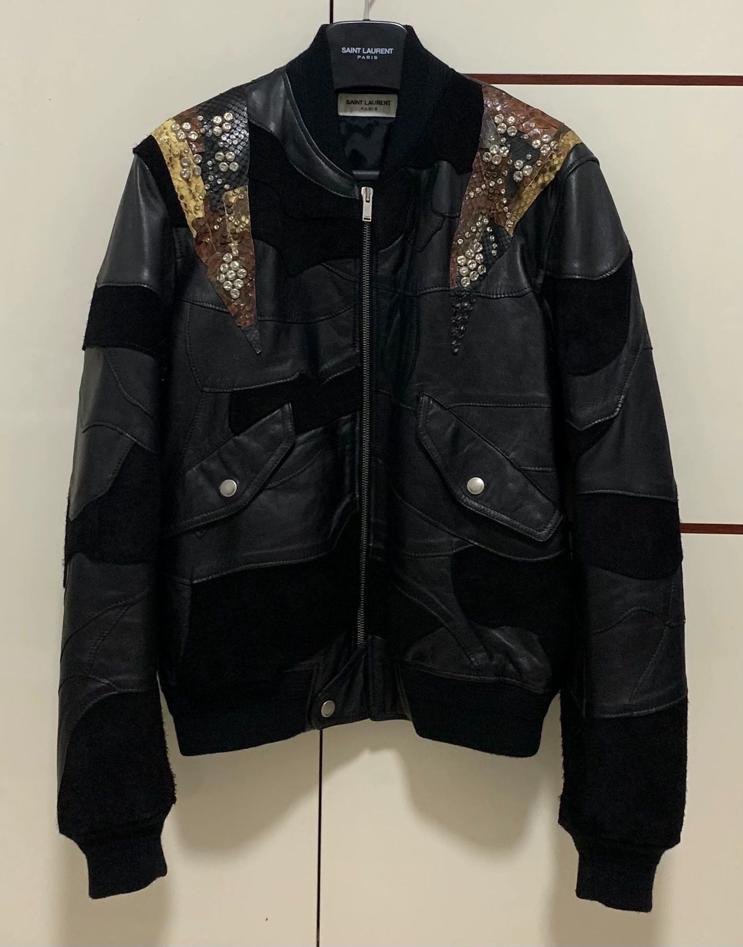 Saint Laurent Paris Saint Laurent 18ss Python Distressed Studs Bomber 48 Size US M / EU 48-50 / 2 - 1 Thumbnail